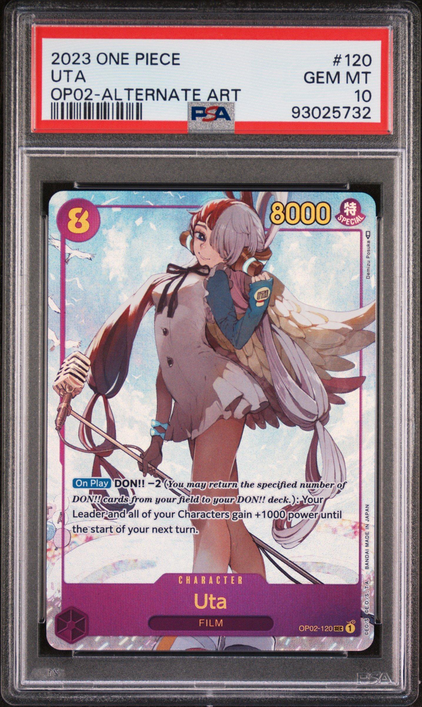 2023 One Piece Op02-paramount War 120 Uta Alternate Art PSA 10