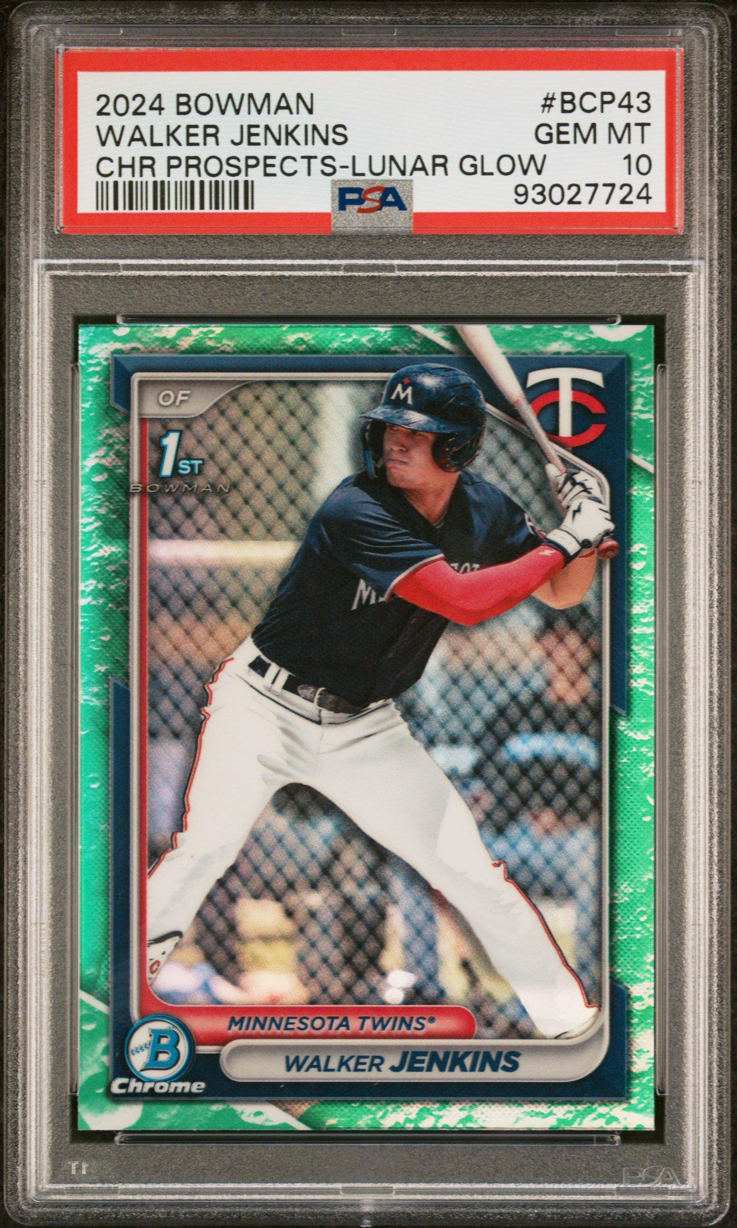 2024 Bowman Chrome Prospects Bcp43 Walker Jenkins Lunar Glow Refractor PSA 10