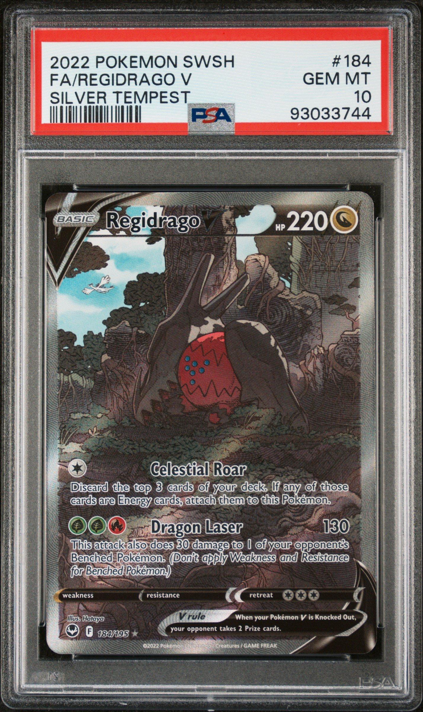 2022 Pokemon Sword & Shield Silver Tempest 184 Fa/regidrago V PSA 10