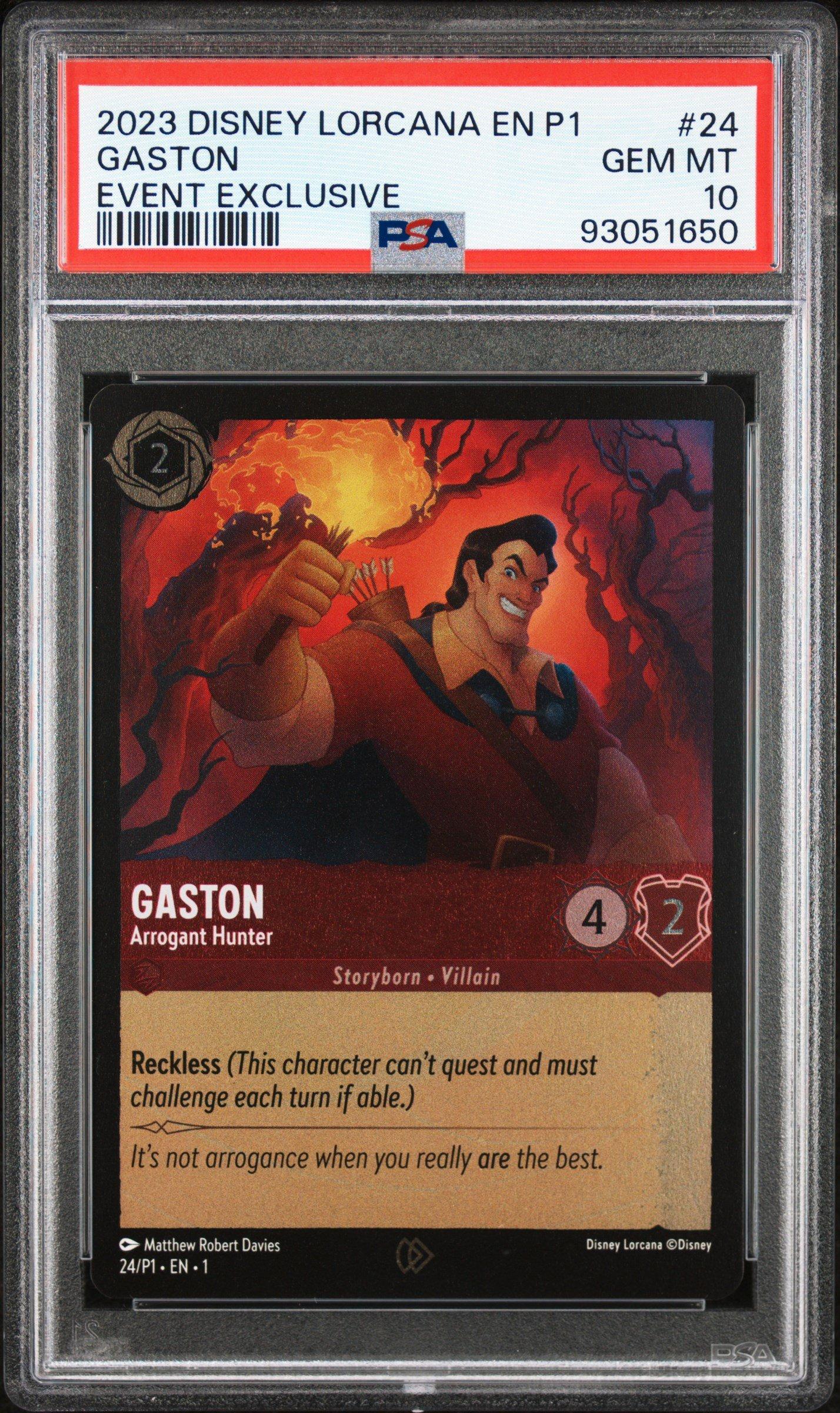 2023 Disney Lorcana En P1-promo 24 Gaston - Arrogant Hunter Event Exclusive PSA 10