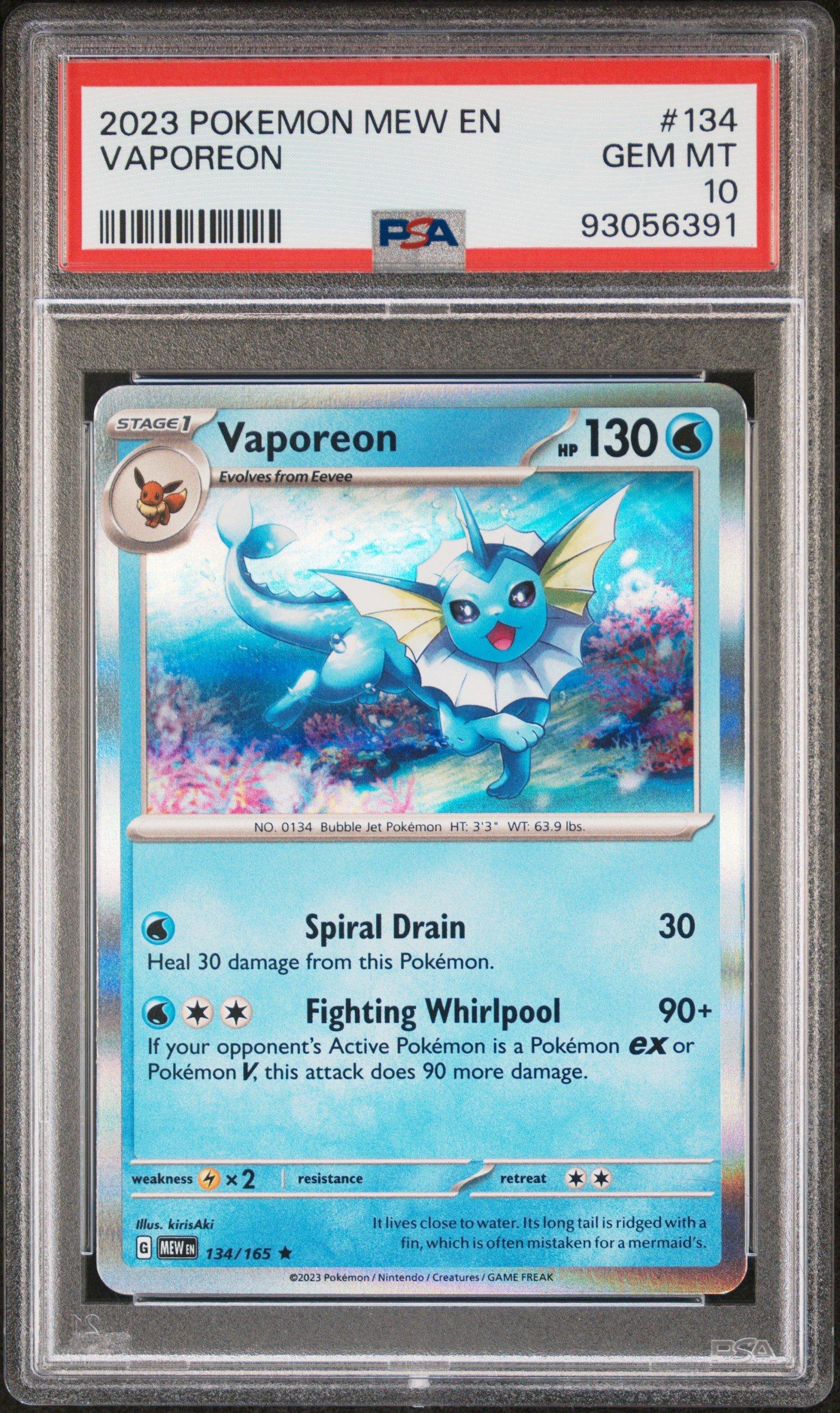 2023 Pokemon Mew En-151 134 Vaporeon PSA 10