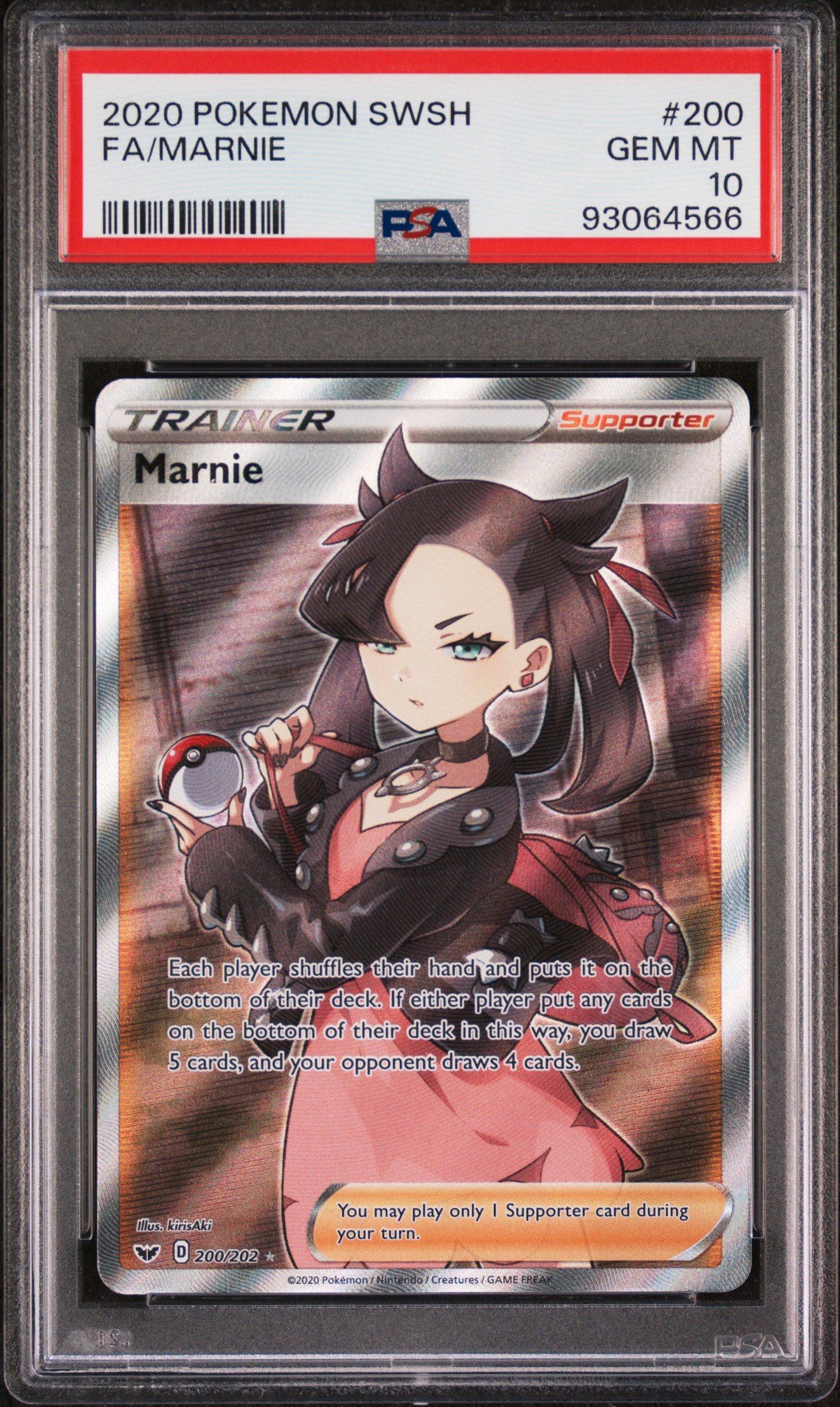2020 Pokemon Sword & Shield 200 Full Art/marnie PSA 10 Graded Card