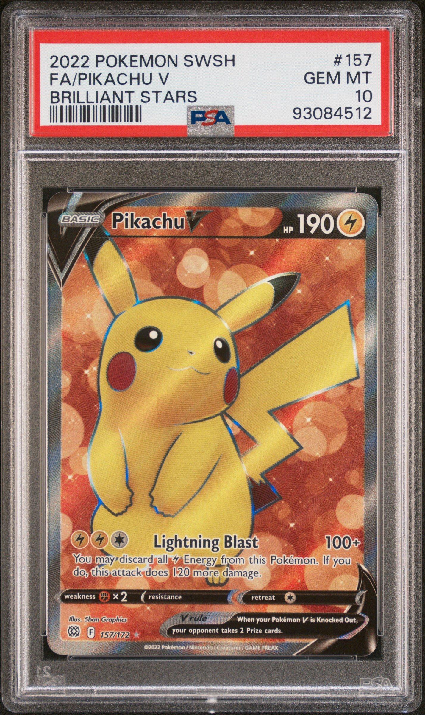2022 Pokemon Sword & Shield Brilliant Stars 157 Full Art/pikachu V