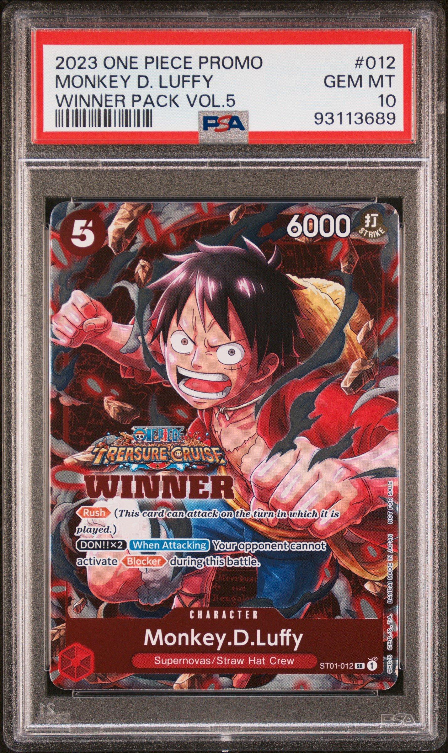PSA10 PROMOS LUFFY WINNER ルフィ 2023 One Piece Promos 012 Monkey D. Luffy Winner Pack Vol.5 PSA 10