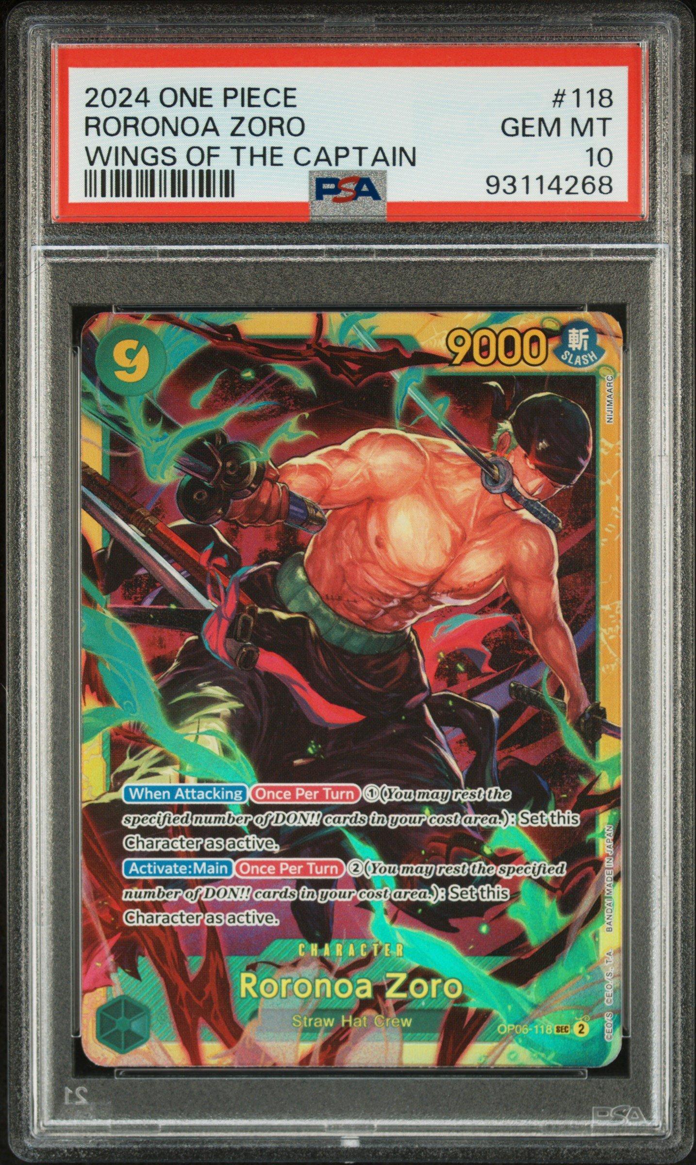 2024 One Piece Op06-wings Of The Captain 118 Roronoa Zoro PSA 10