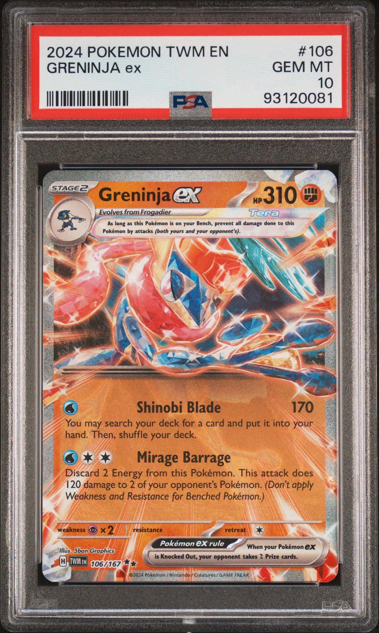 2024 Pokemon Twm En-twilight Masquerade 106 Greninja Ex PSA