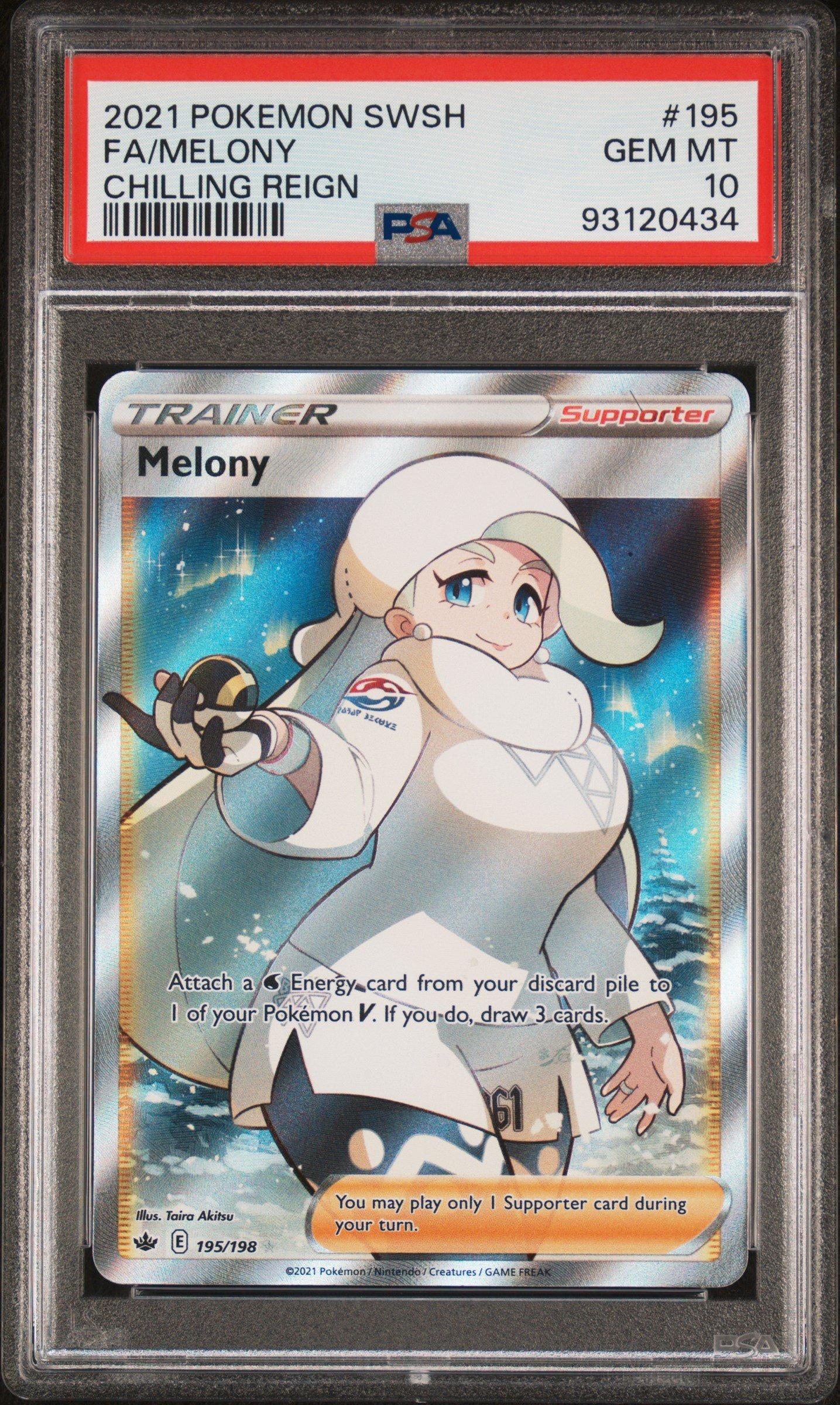 melony pokemon card - 195/198 - NM - Full Art - Chilling Reign - draw 3 cards Melony 2022 Japanese Sword &
