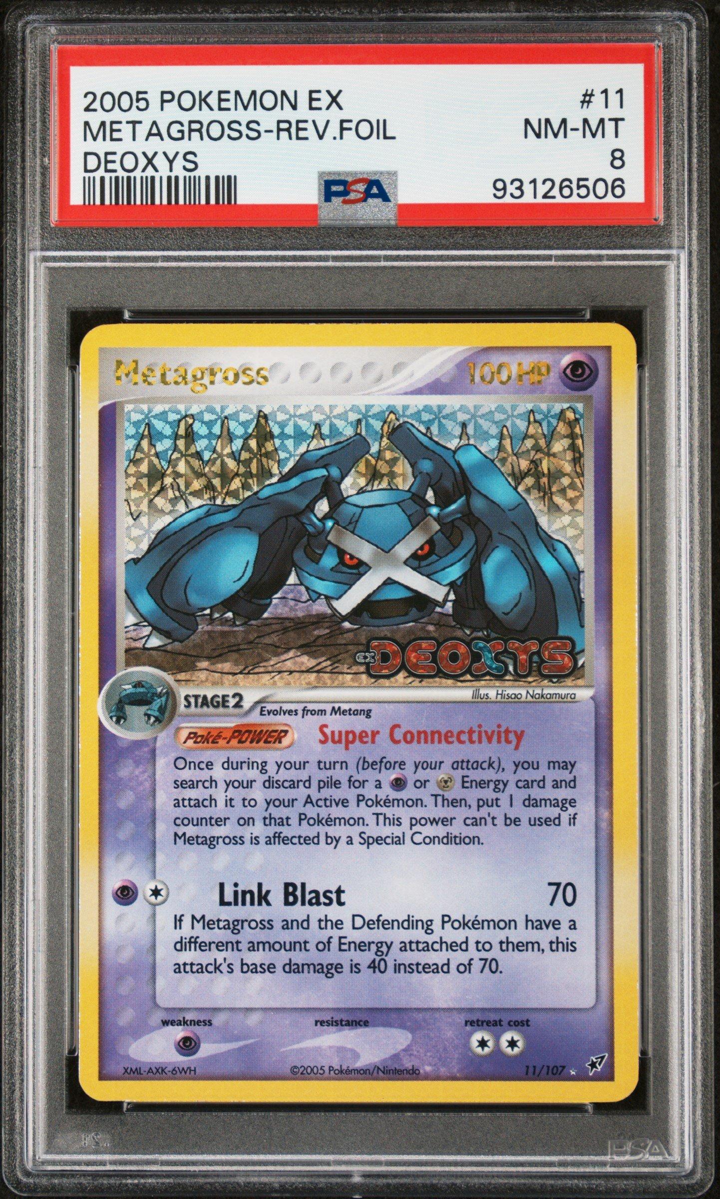 2005 Pokemon Ex Deoxys 11 Metagross-reverse Foil PSA 8 Graded Card