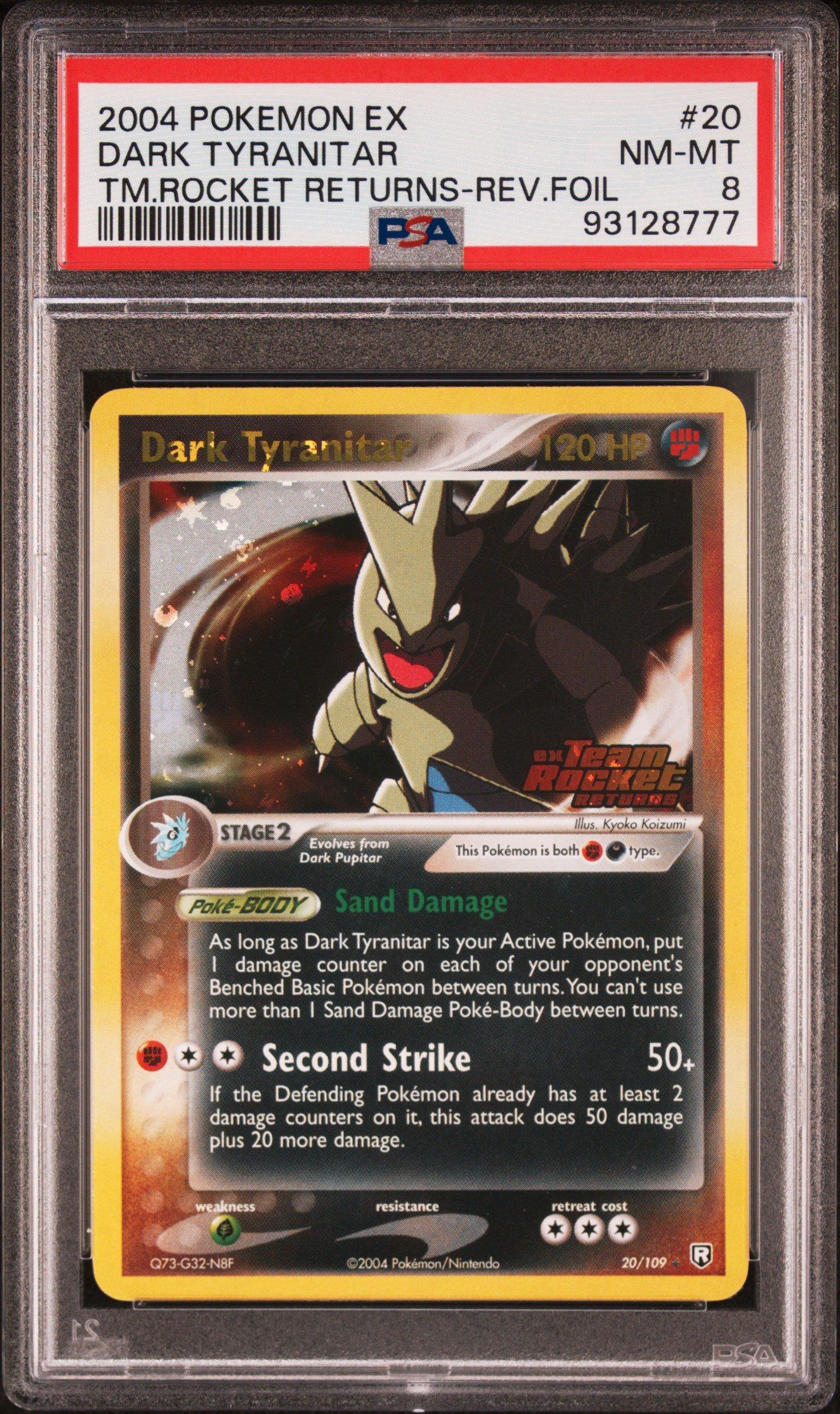 2004 Pokemon Ex Team Rocket Returns 20 Dark Tyranitar-reverse Foil PSA 8
