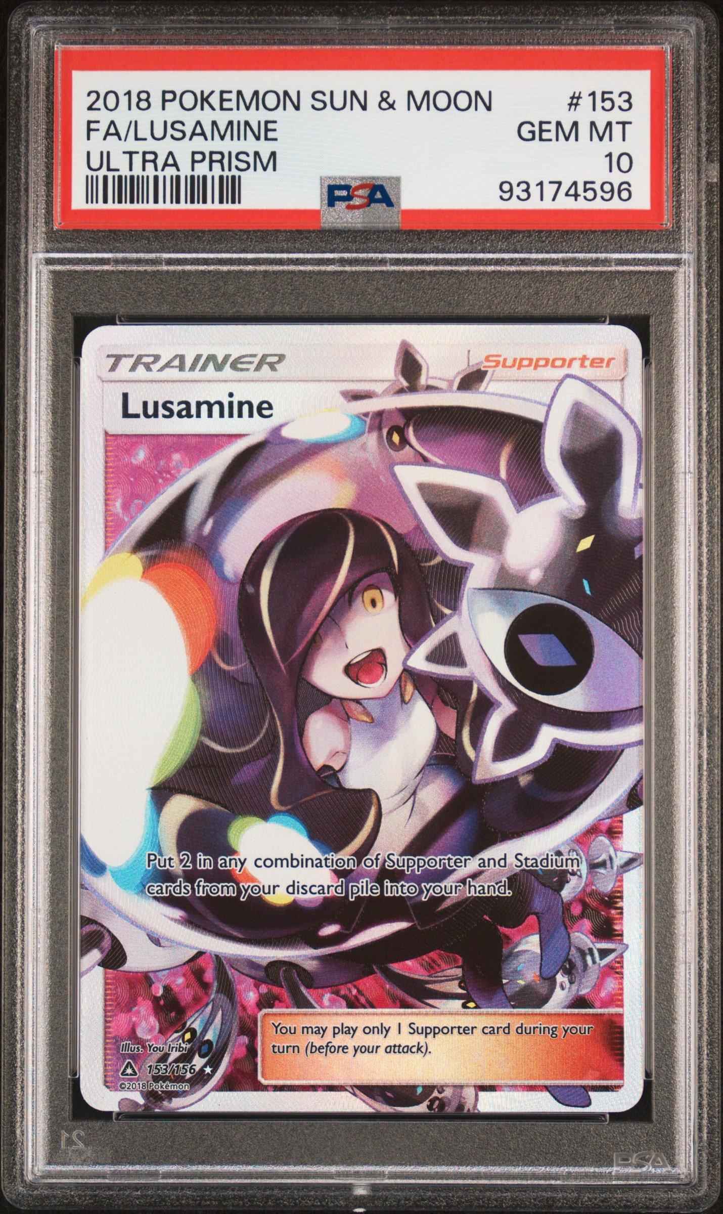 2018 Pokemon Sun & Moon Ultra Prism 153 Full Art/lusamine PSA 10