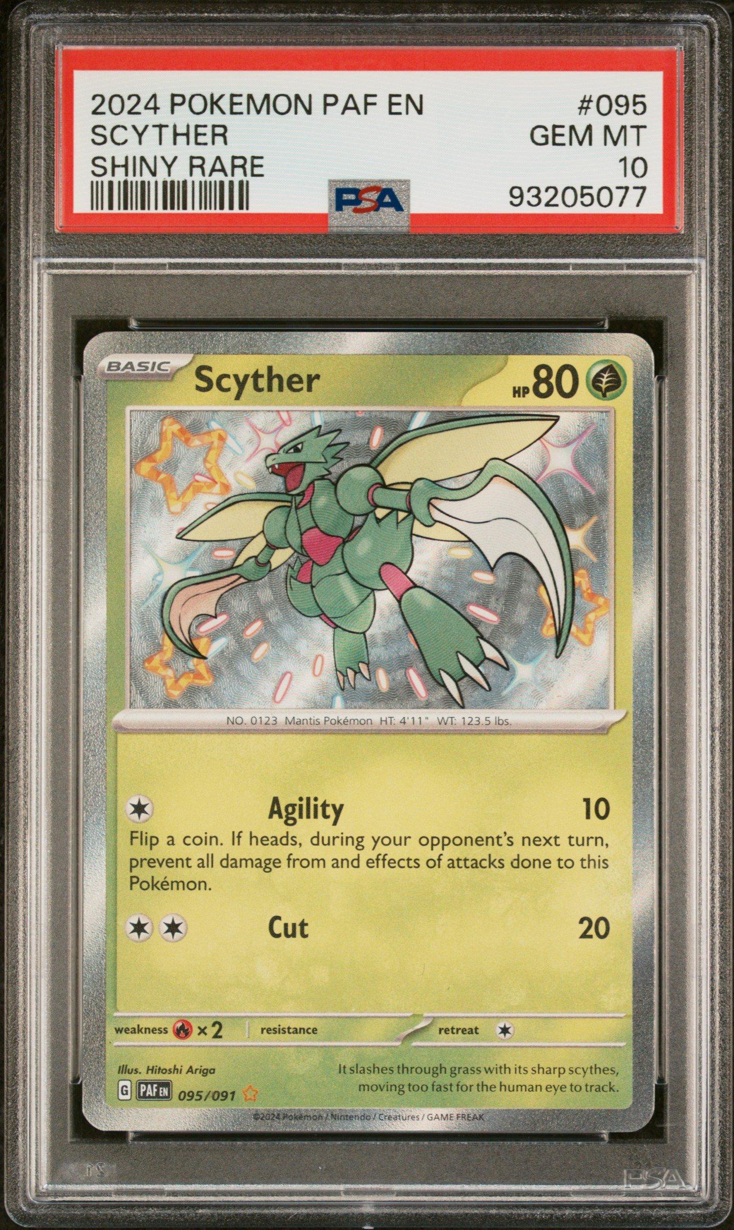 2024 Pokemon Paf En-paldean Fates 095 Scyther Shiny Rare PSA