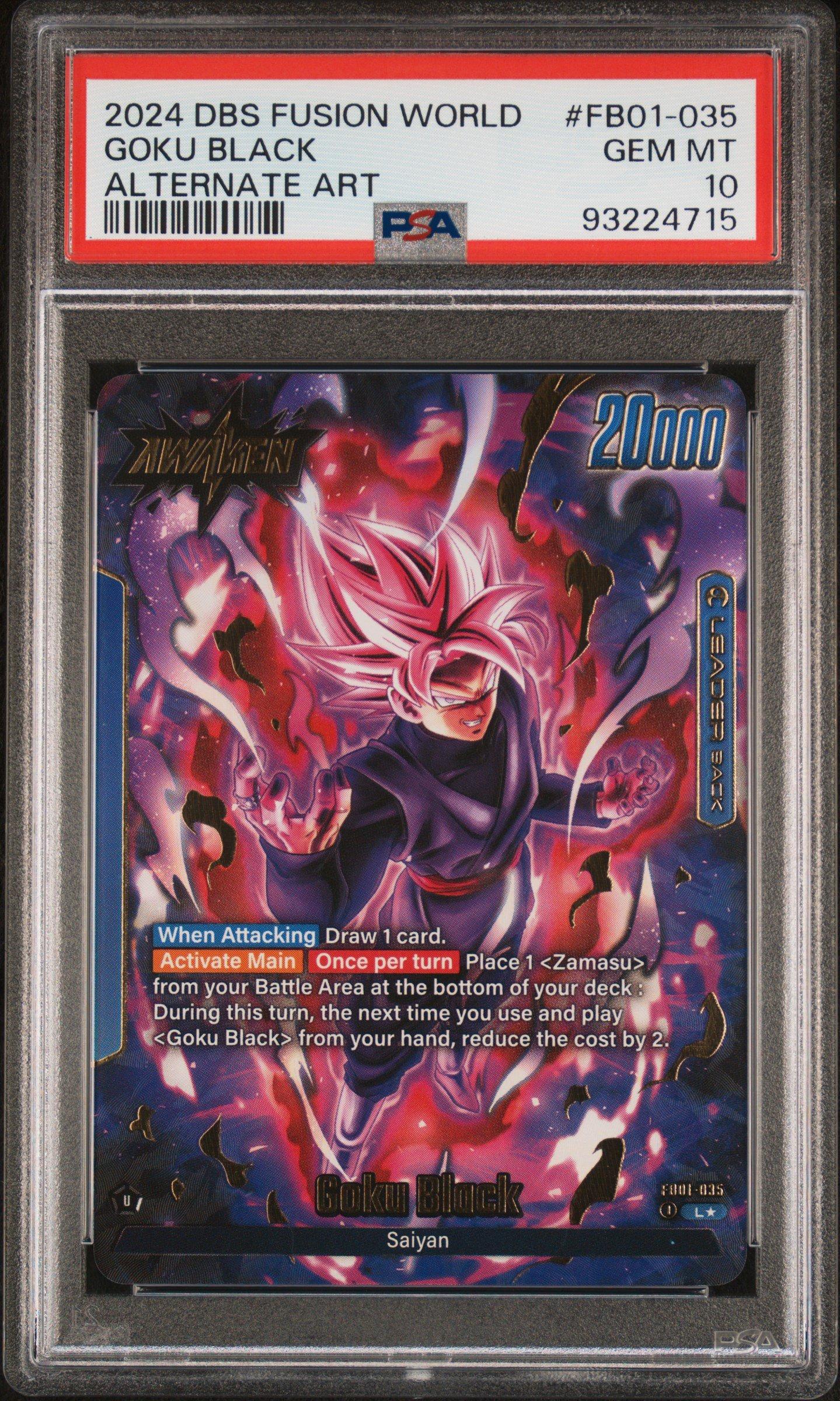 2024 Dragon Ball Super Card Game Fusion World Awakened Pulse Fb01-035 Goku Black Alternate Art PSA 10