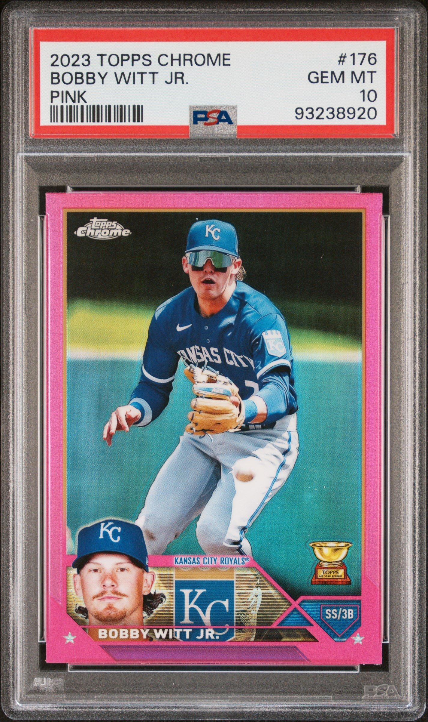2023 Topps Chrome 176 Bobby Witt Jr. Pink Refractor PSA 10