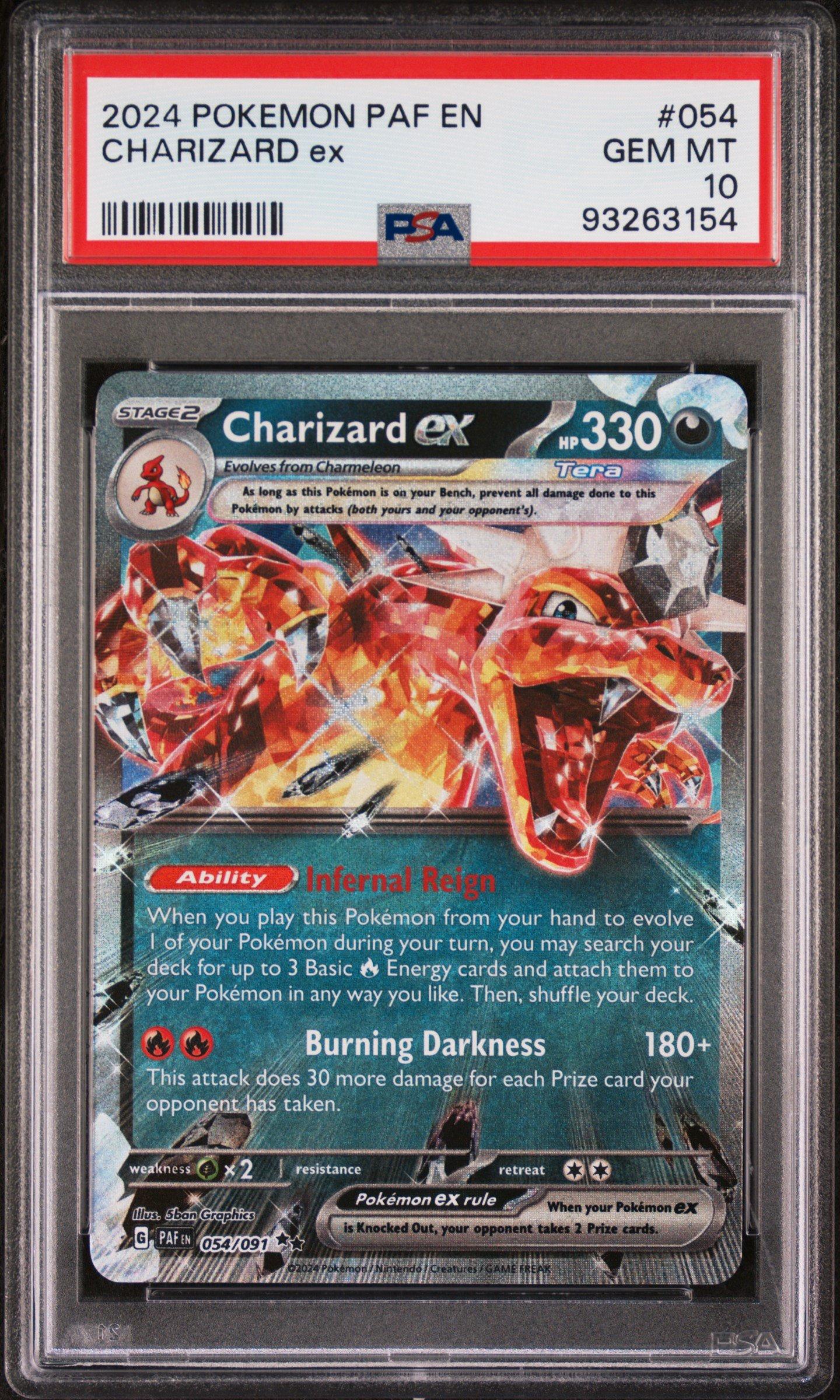 2024 Pokemon Paf En-paldean Fates 054 Charizard Ex PSA 10 Graded