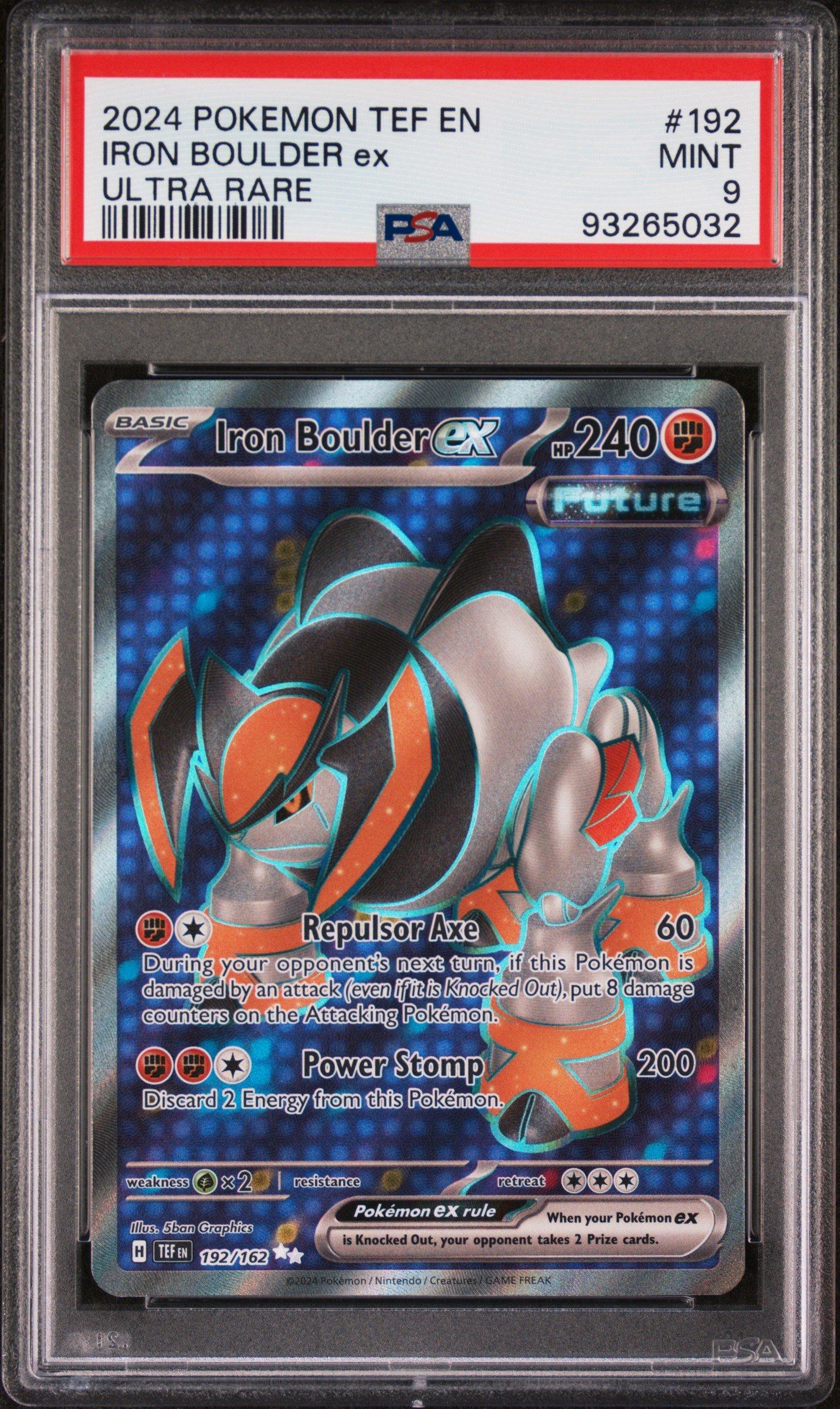 2024 Pokemon Tef En-temporal Forces 192 Iron Boulder Ex Ultra Rare PSA