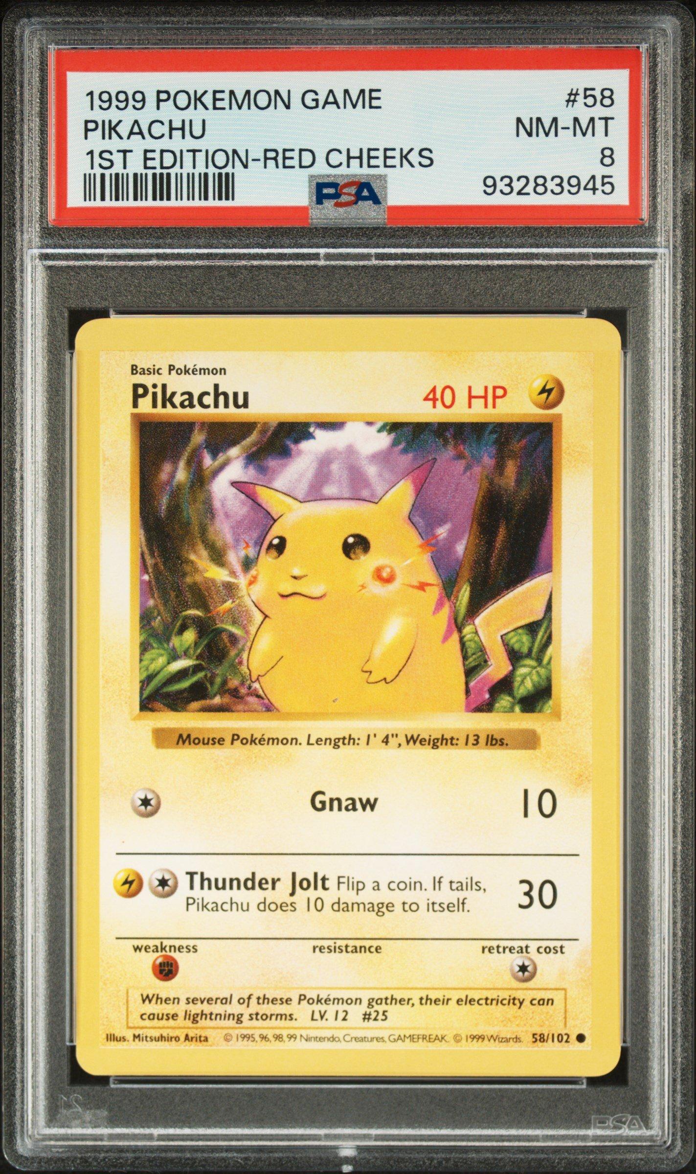 【PSA8】1999年 1st Edition ピカチュウ #58 1999 Pokemon Game 58 Pikachu 1st Edition-red Cheeks PSA 8 Graded