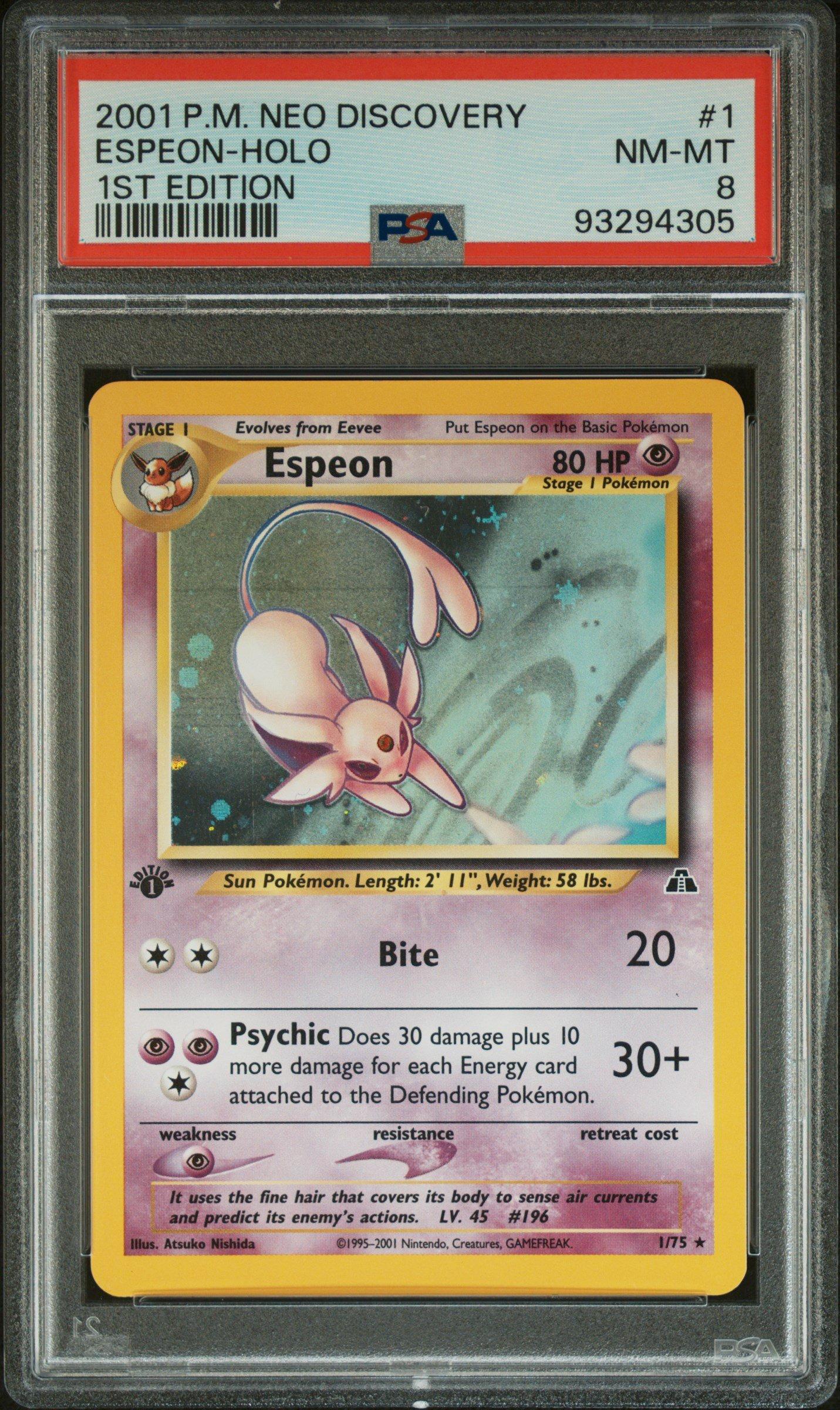 2001 Pokemon Neo Discovery 1 Espeon-holo 1st Edition PSA 8 Graded
