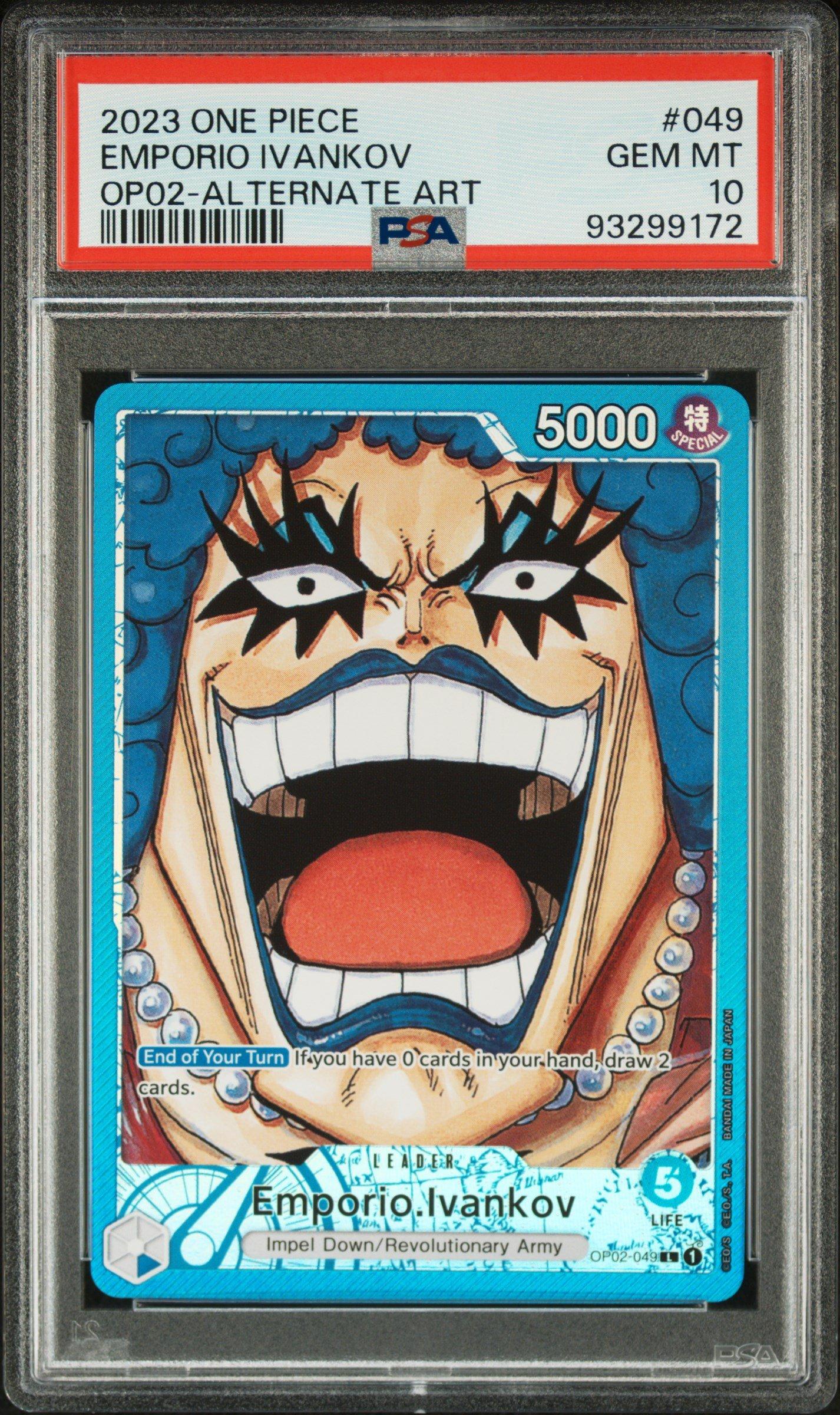 one piece tcg ivankov deck 2023 Op02-paramount War 049 Emporio Alternate Art PSA 10 Graded Card 4000 Subtype(s) Emporio.Ivankov OP16-026_p1 - One Piece