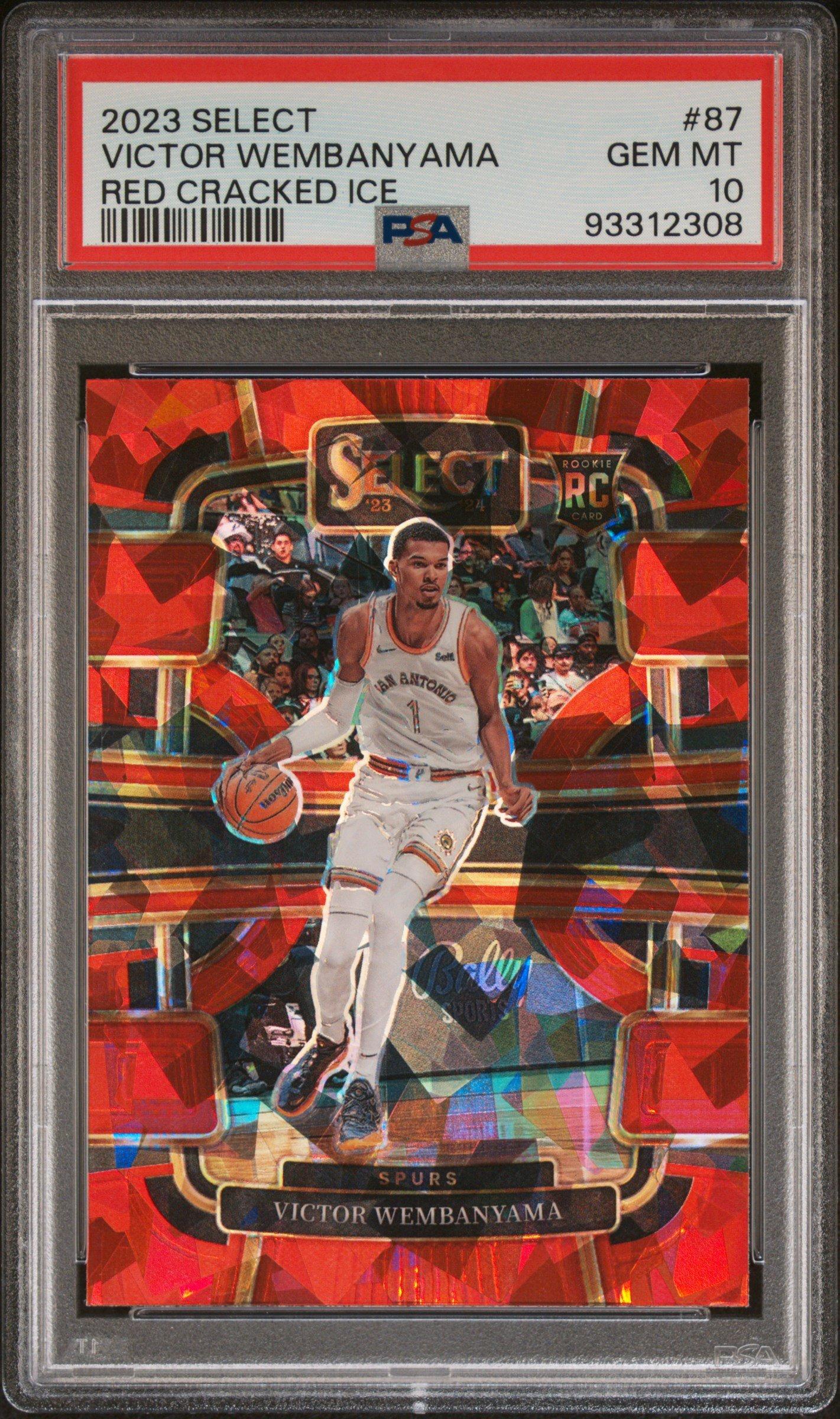 2023 Panini Select 87 Victor Wembanyama Red Cracked Ice PSA 10