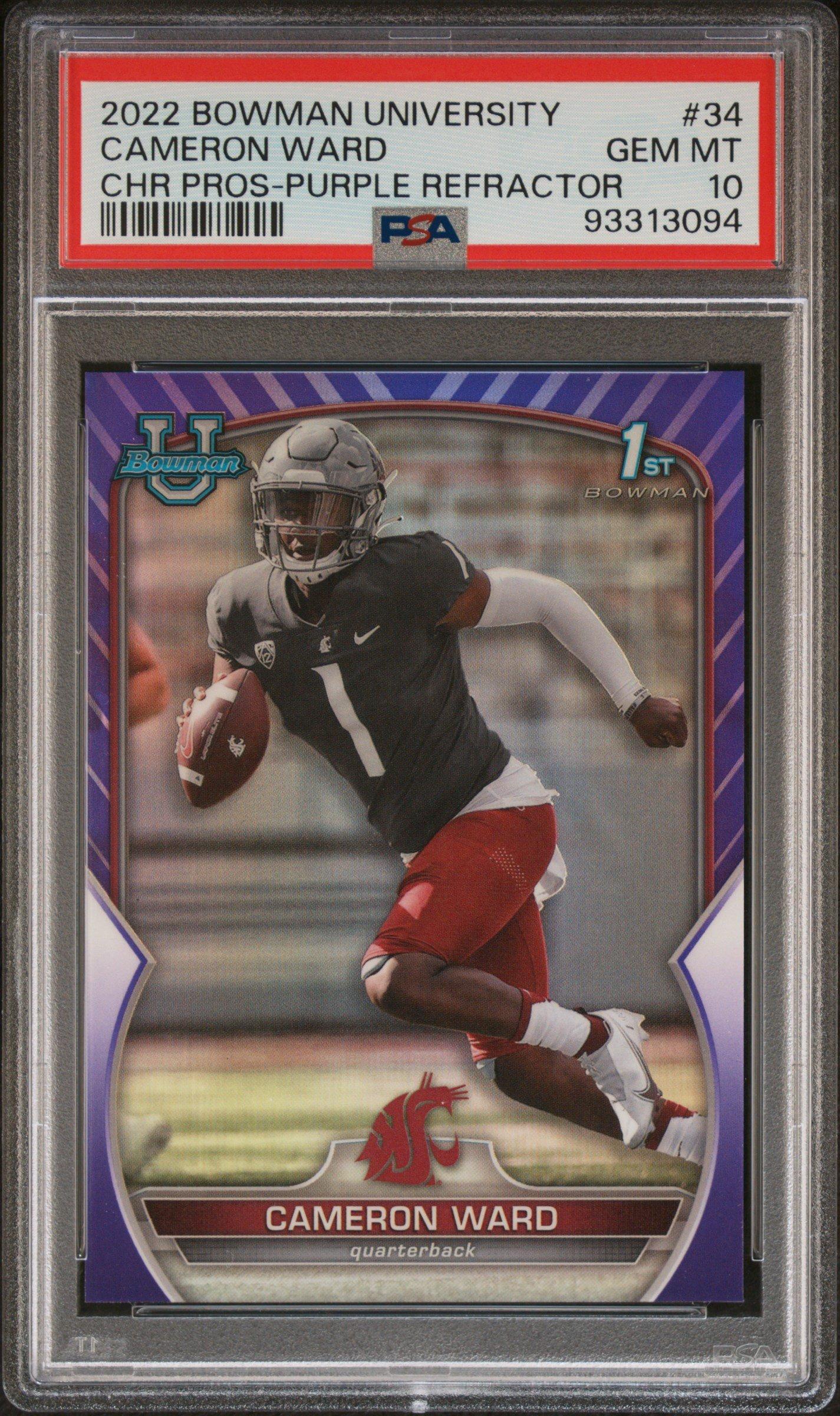 2022 Bowman University Chrome Prospects 34 Cameron Ward Purple Refractor PSA 10