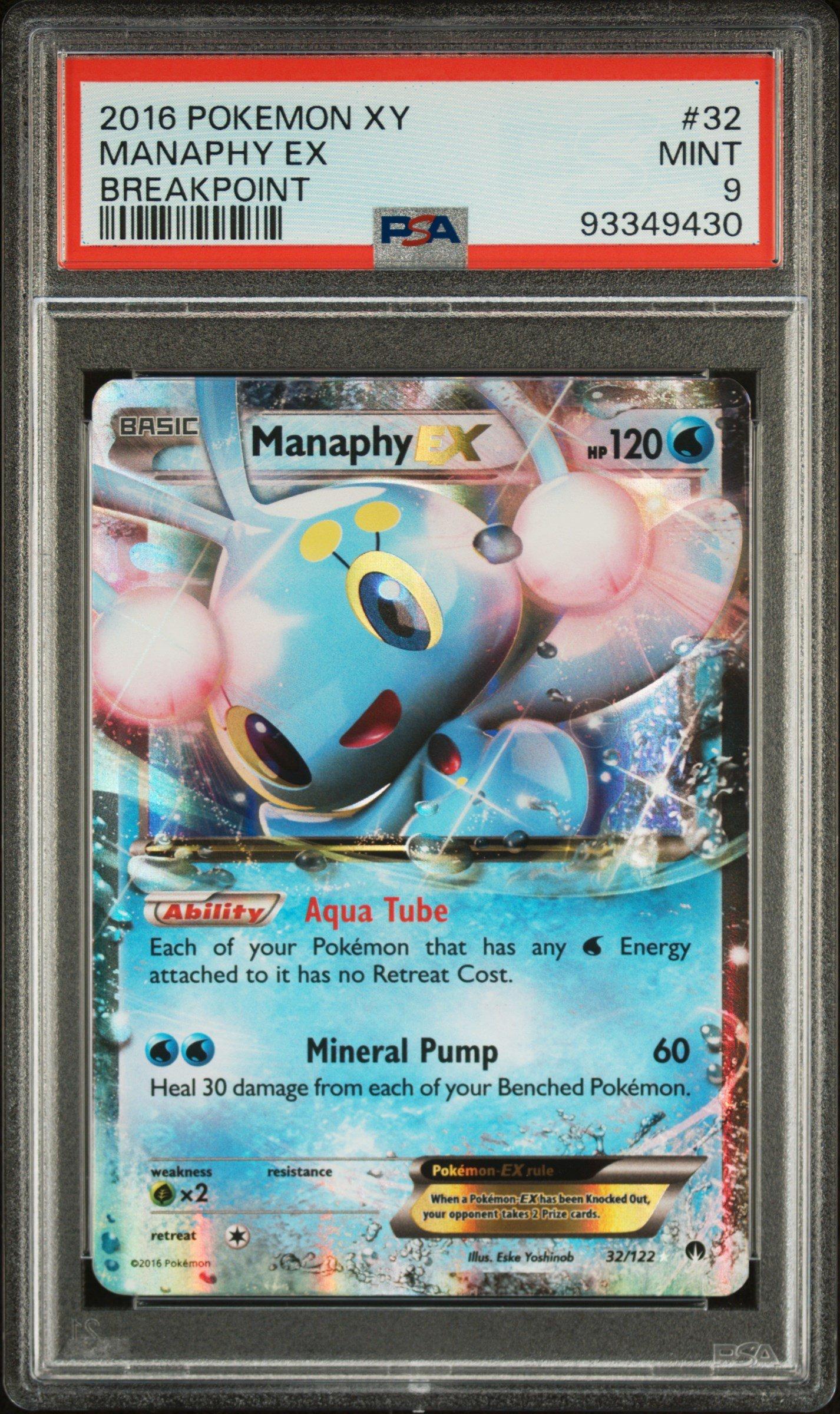 2016 Pokemon Xy Breakpoint 32 Manaphy Ex PSA 9