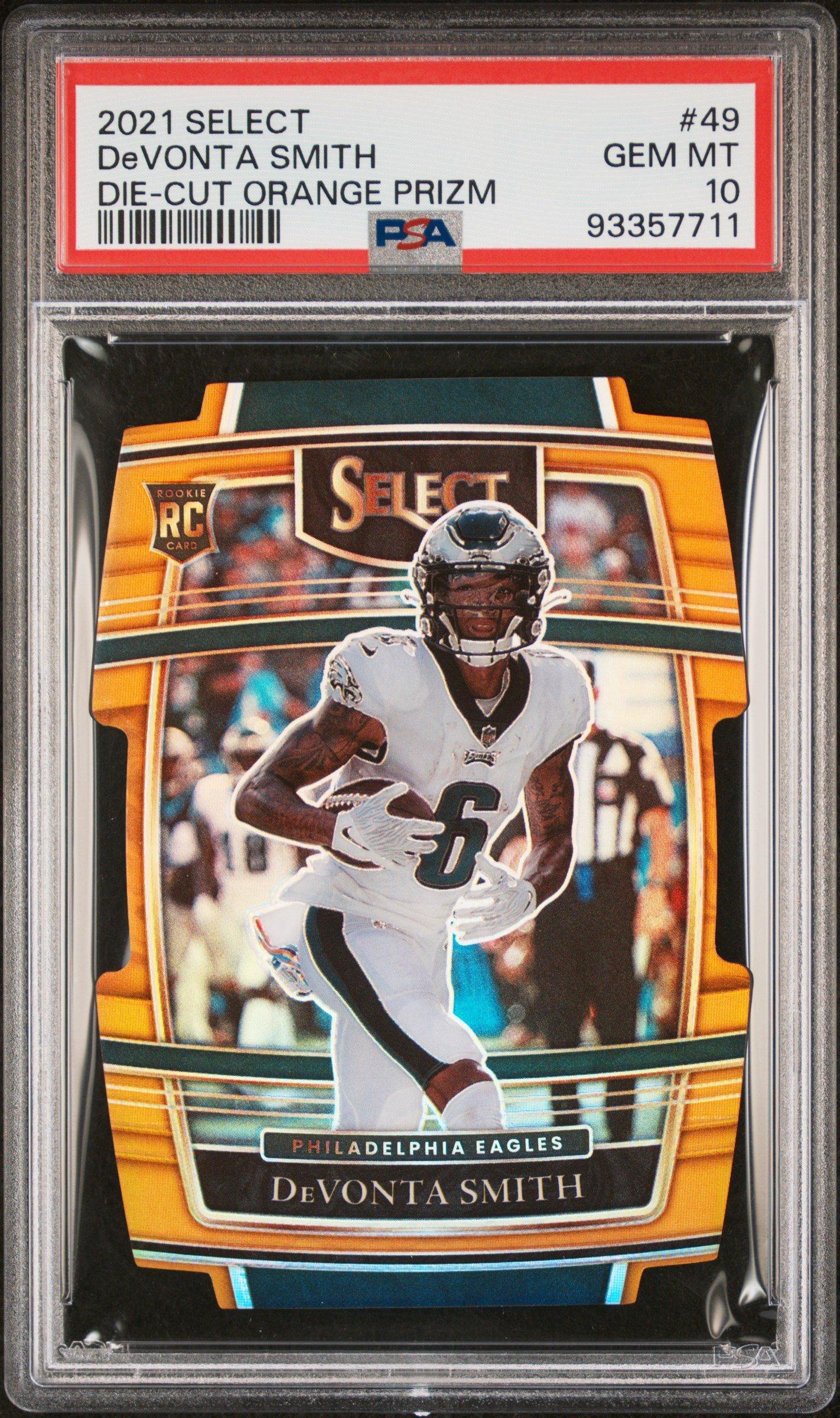 2021 Panini Select 49 Devonta Smith Die-cut Orange Prizm PSA 10