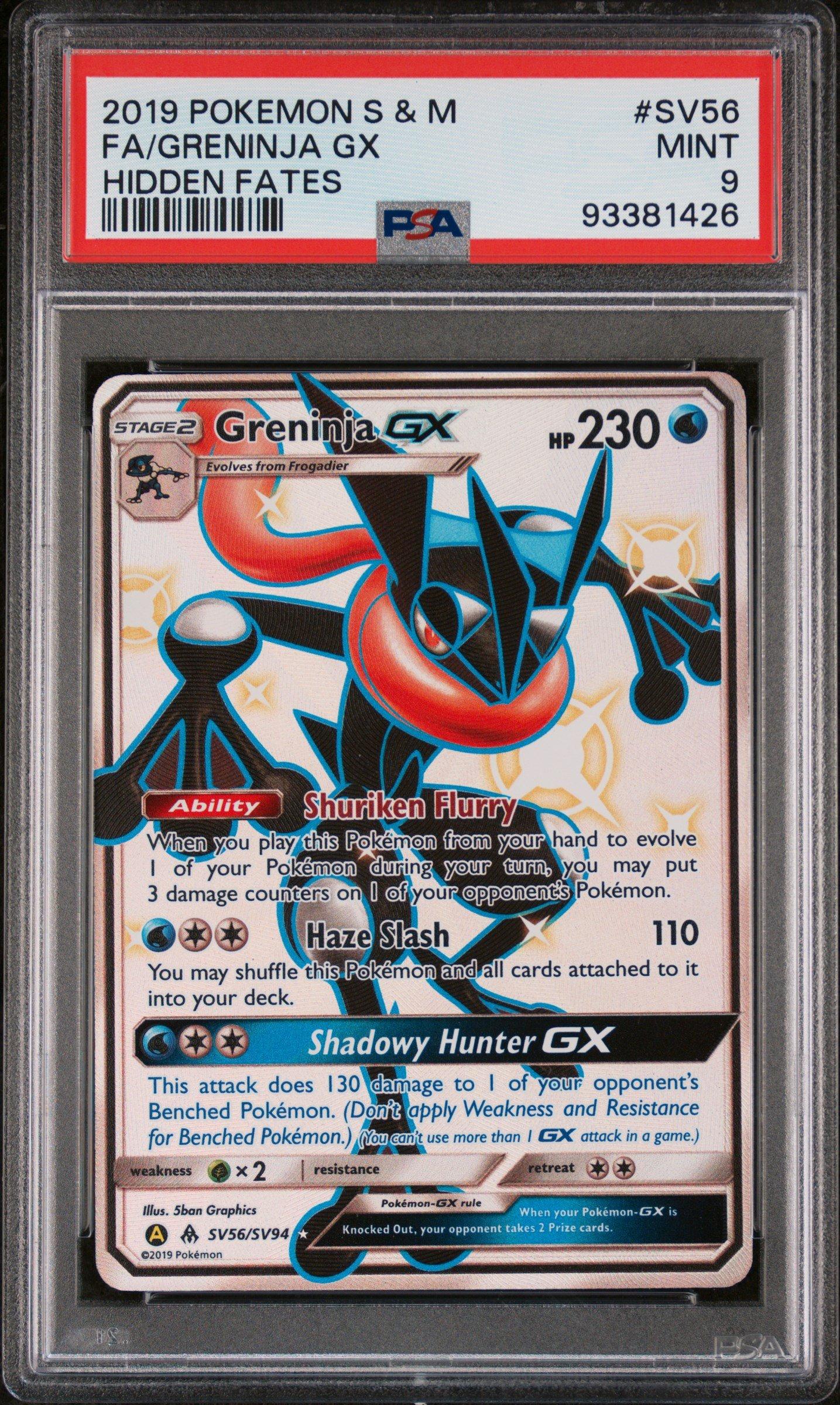 2019 Pokemon Sun & Moon Hidden Fates Sv56 Full Art/greninja Gx PSA