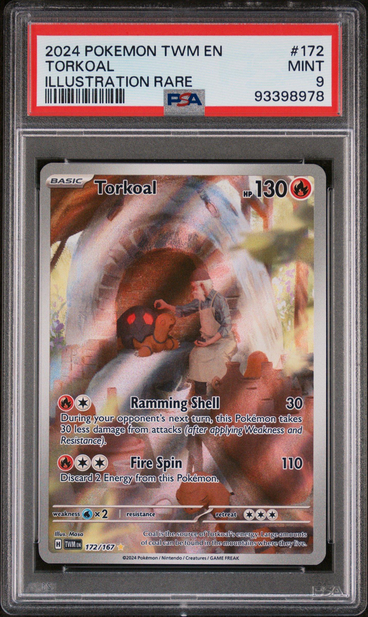 2024 Pokemon Twm En-twilight Masquerade 172 Torkoal Illustration Rare PSA