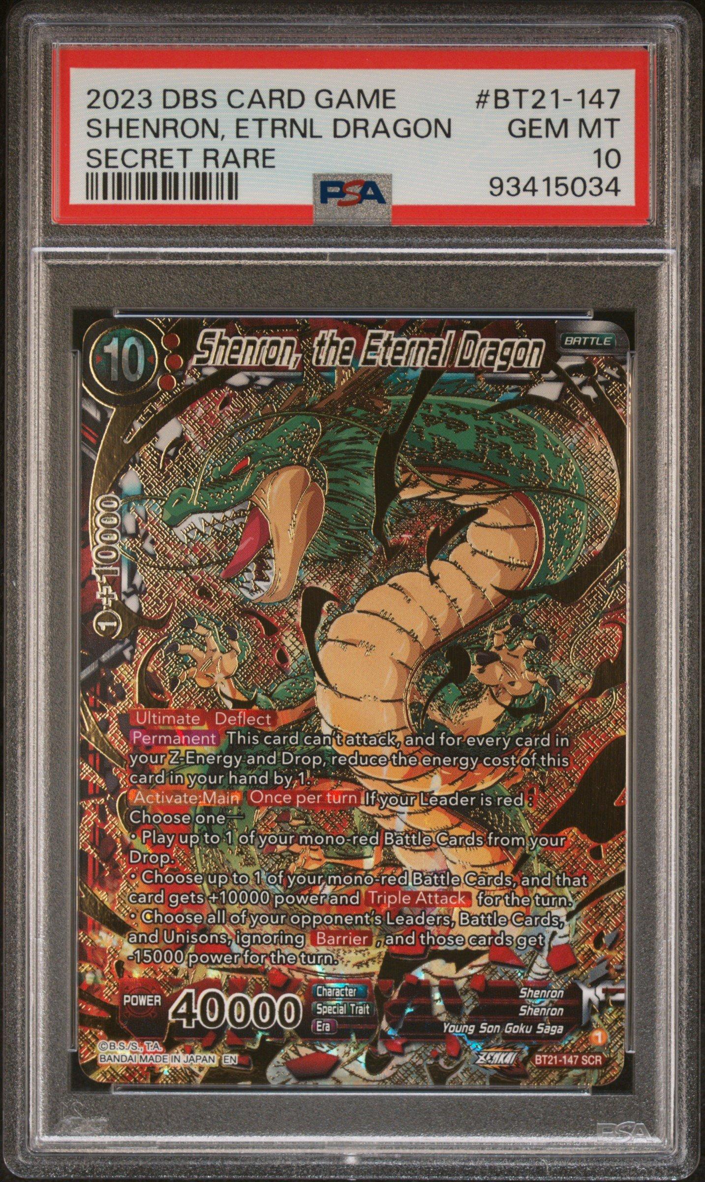 2023 Dragon Ball Super Card Game Series 21 Wild Resurgence Bt21-147 Shenron, The Eternal Dragon Secret Rare PSA 10