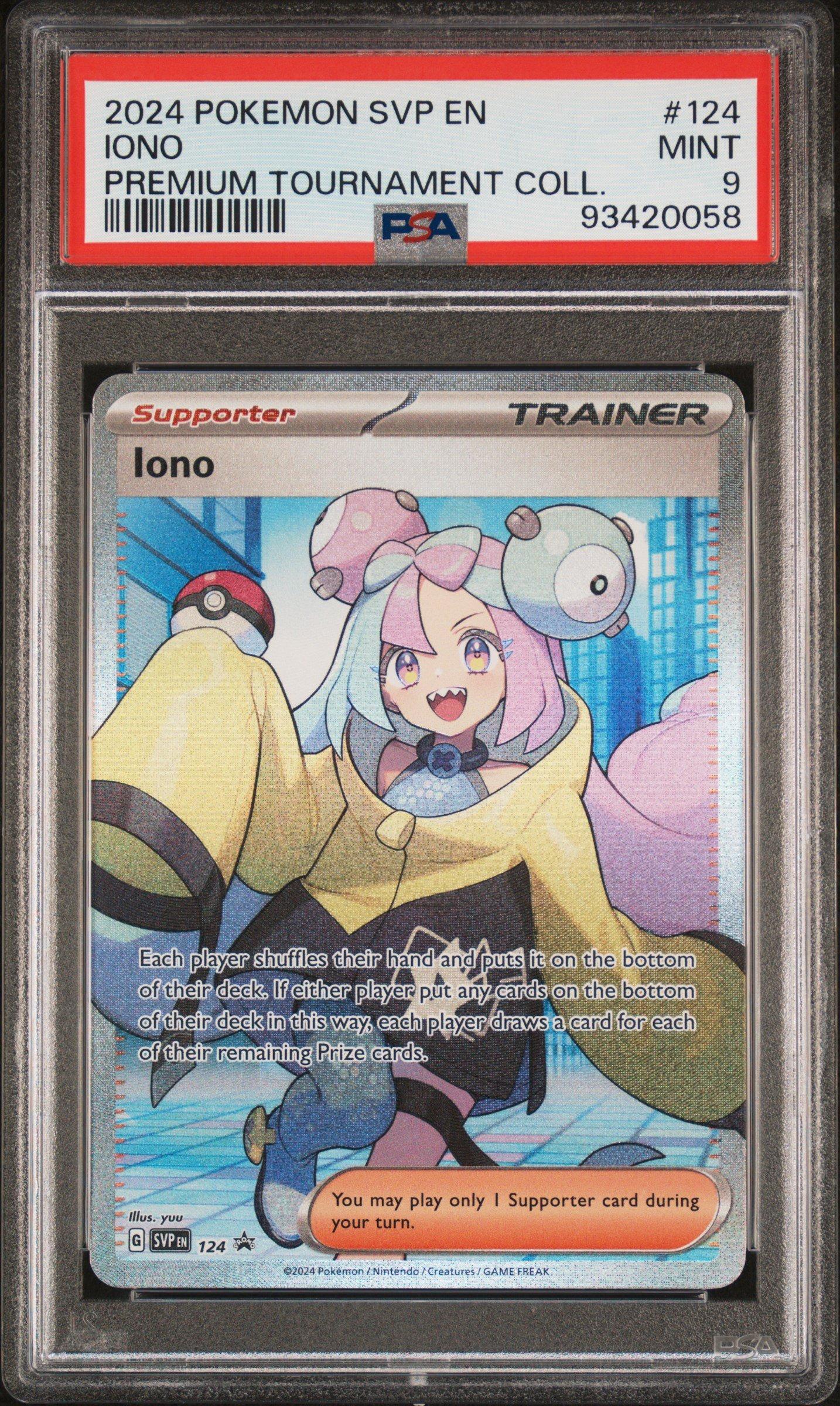 iono pokemon card full art Custom Holographic  PokeOricaSTCG this PSA 9 card is the perfect way to showcase your collection. Iono (Shining Revelry #88/110, 2-Stars)