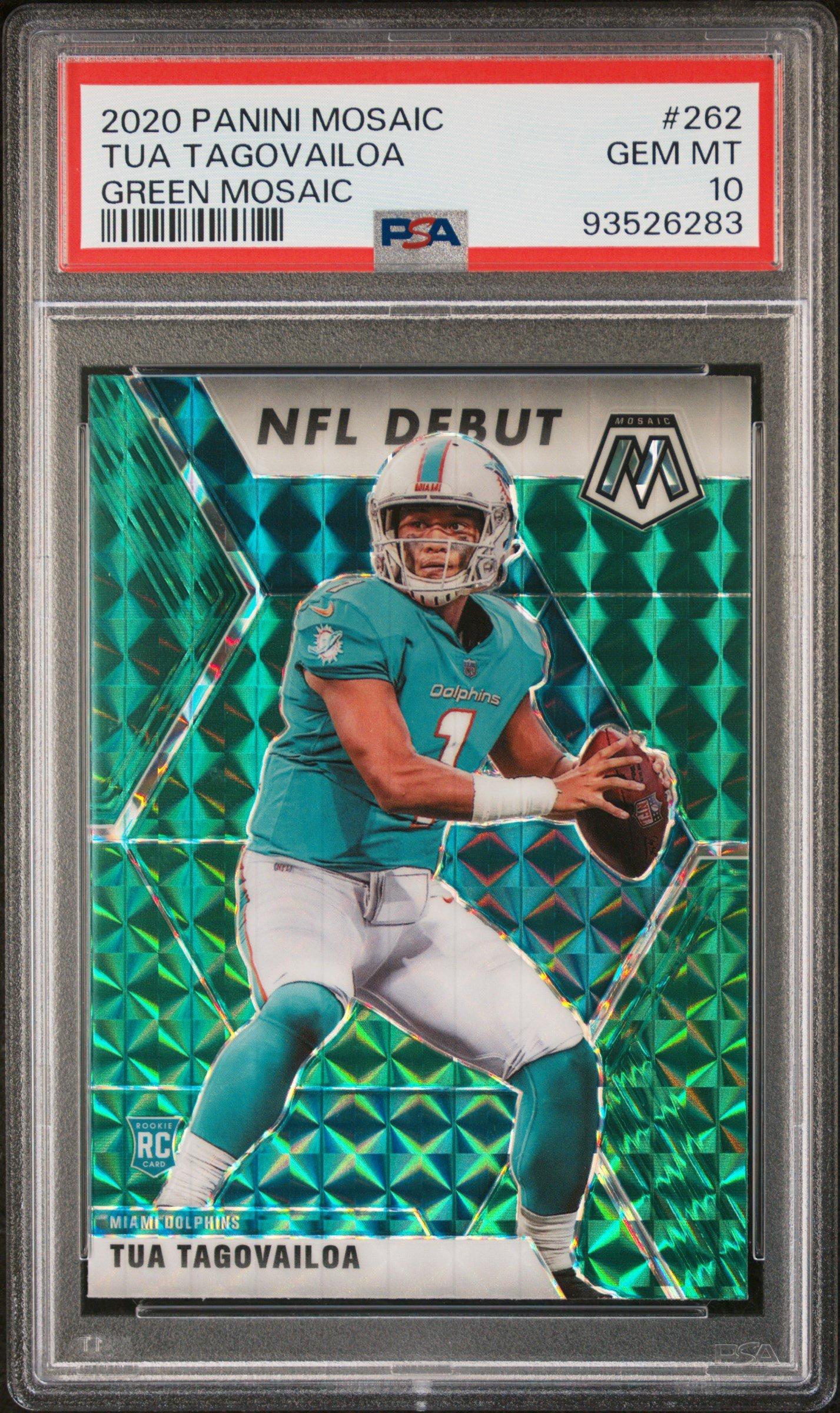 2020 Panini Mosaic 262 Tua Tagovailoa Green Mosaic PSA 10