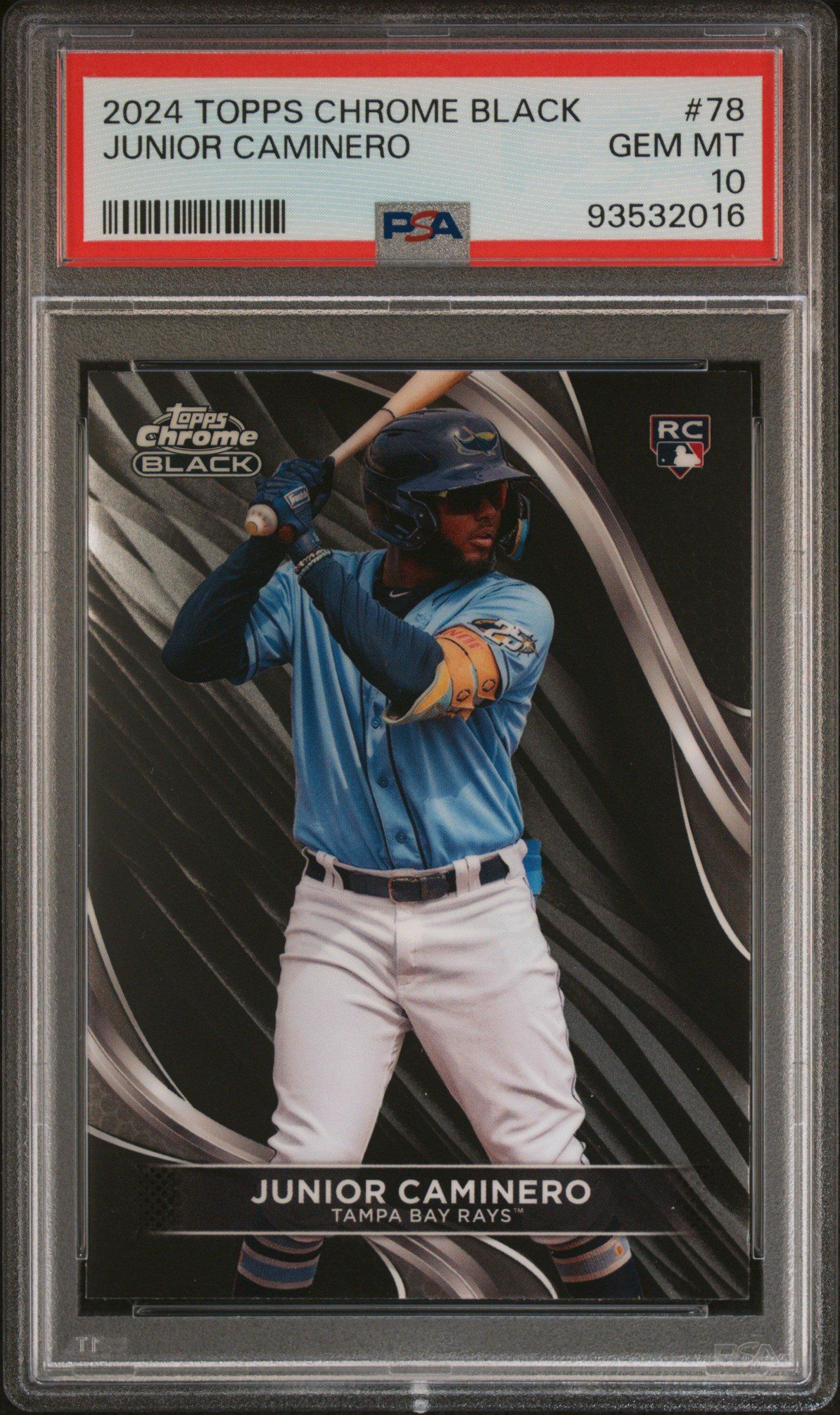 2024 Topps Chrome Black 78 Junior Caminero PSA 10 Graded Card 