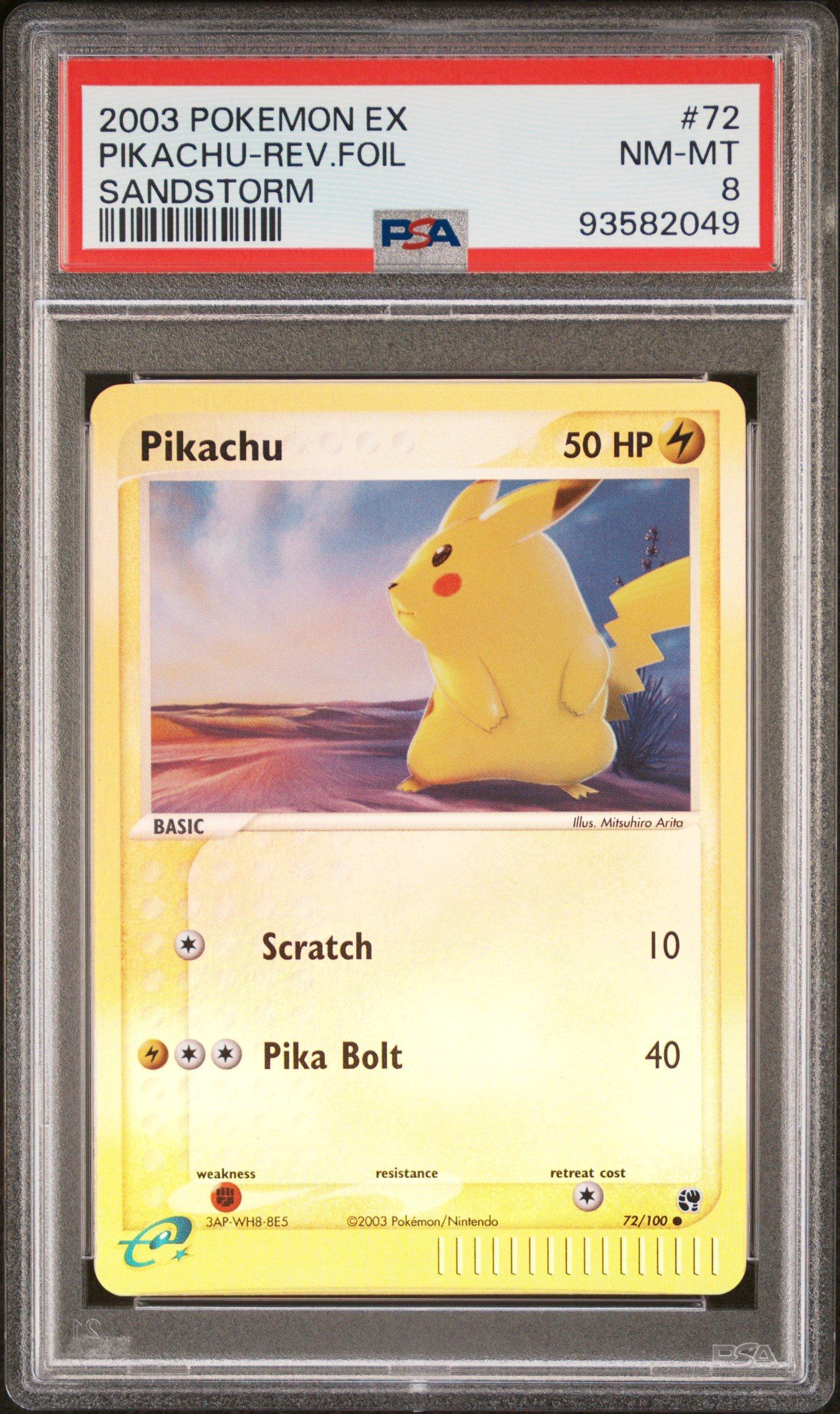 2003 Pokemon Ex Sandstorm 72 Pikachu-reverse Foil PSA 8 Graded
