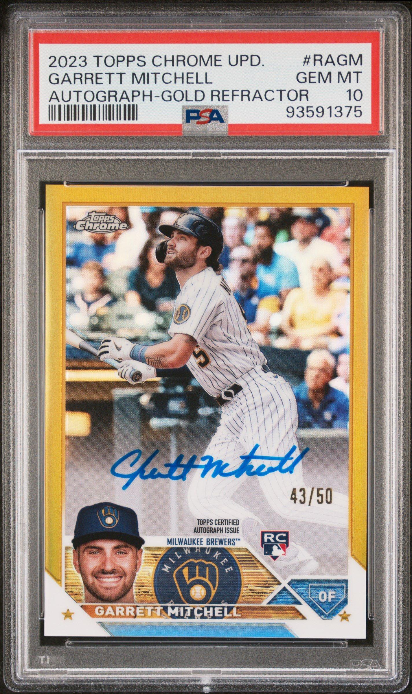 2023 Topps Chrome Update Autograph Ragm Garrett Mitchell Gold Refractor PSA 10