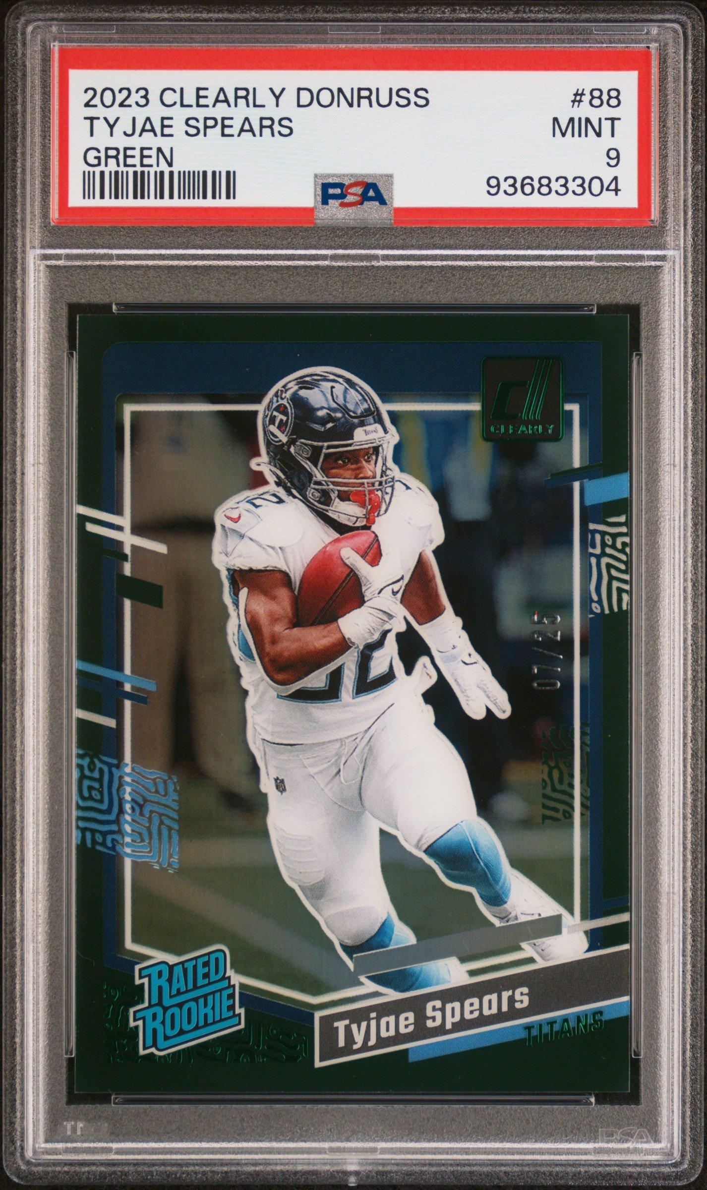 2023 Panini Clearly Donruss 88 Tyjae Spears Green PSA 9