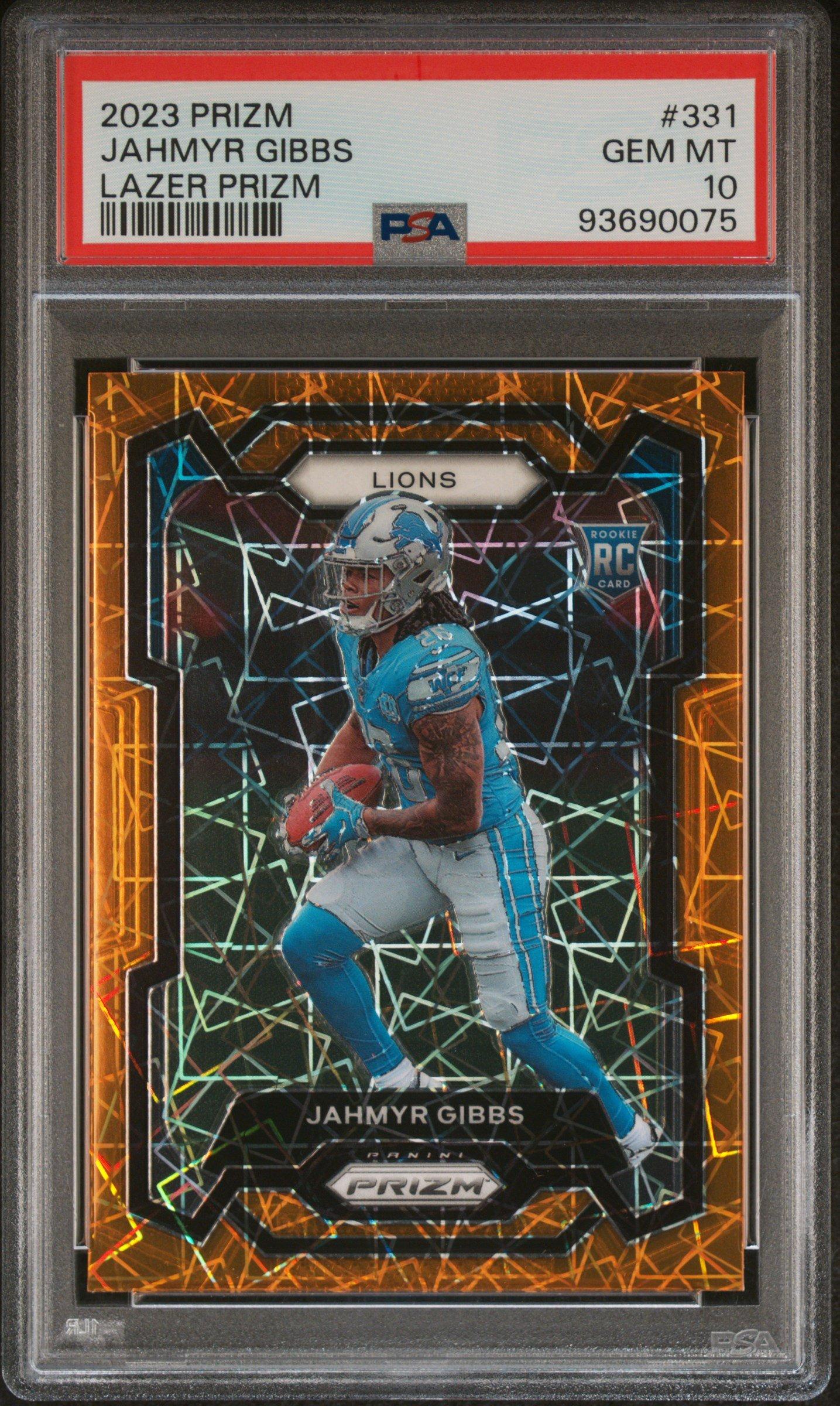 2023 Panini Prizm 331 Jahmyr Gibbs Lazer Prizm PSA 10 Graded Card