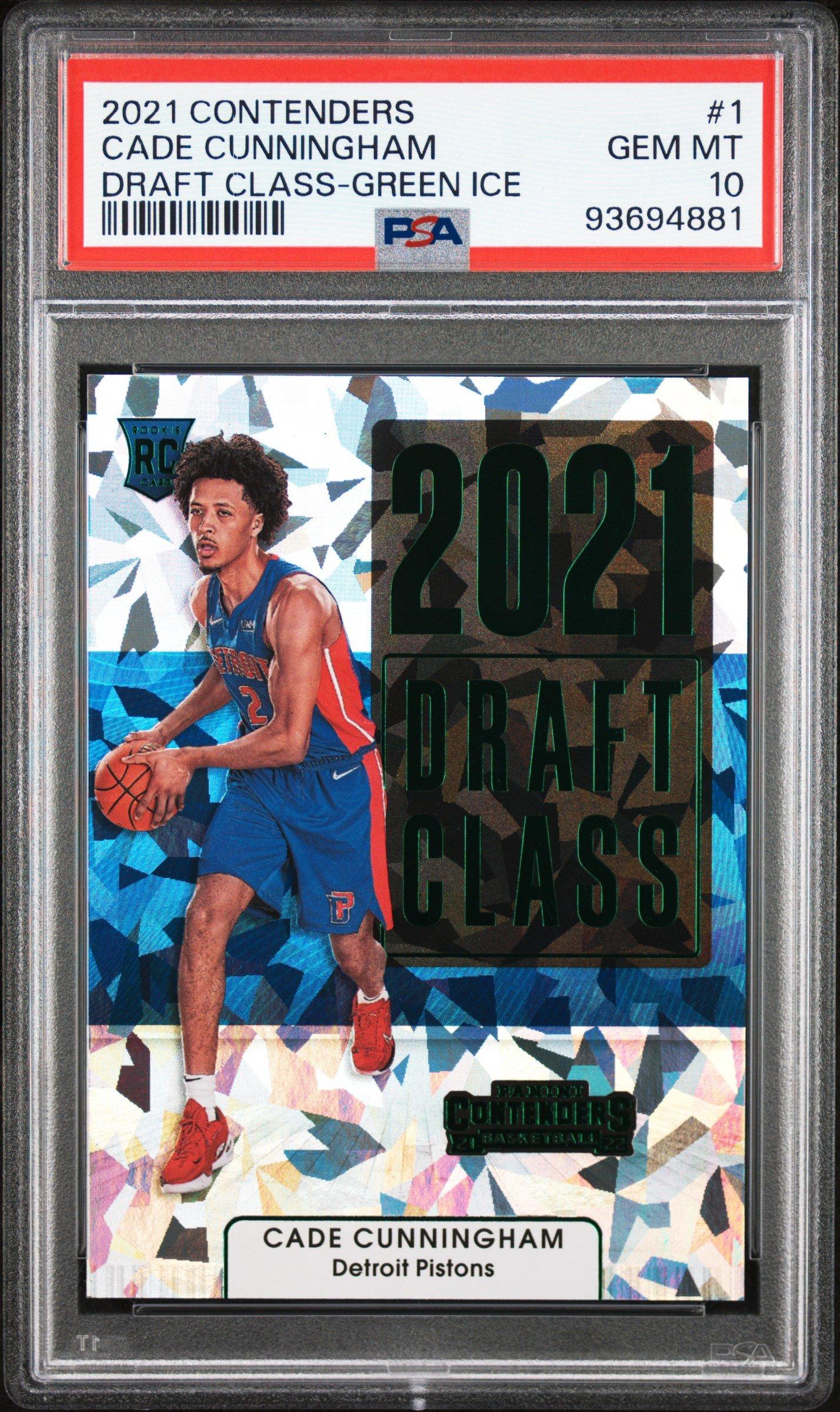 2021 Panini Contenders Draft Class 1 Cade Cunningham Green Ice PSA 10