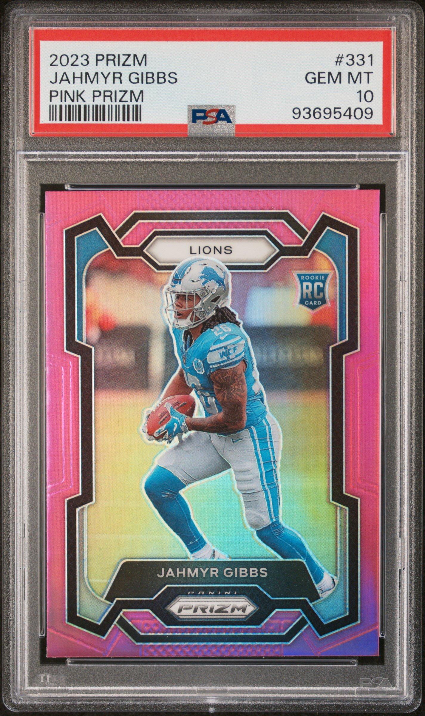 2023 Panini Prizm 331 Jahmyr Gibbs Pink Prizm PSA 10