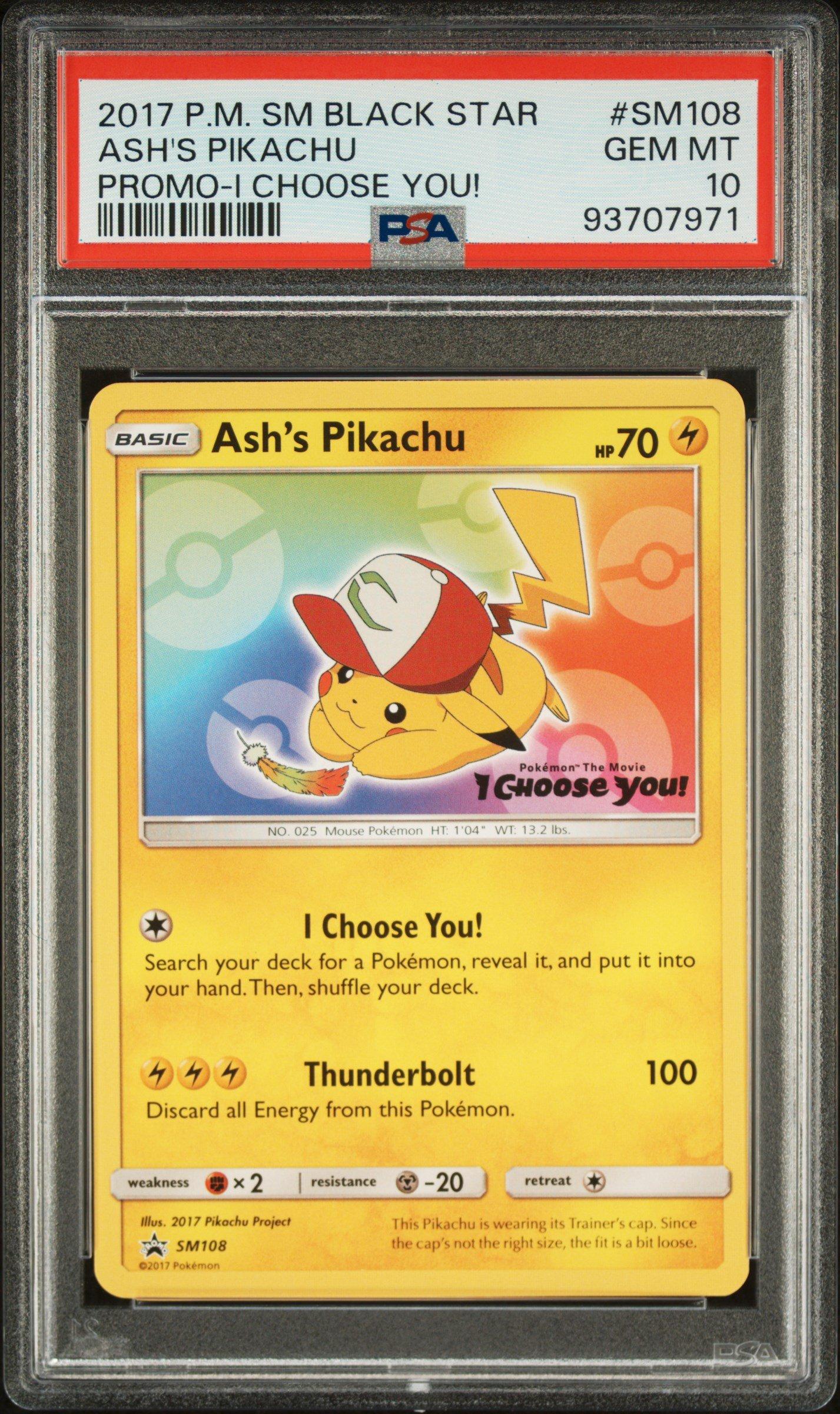 Pokemon Sm Black Star Promo Sm Ash S Pikachu I Choose You Psa