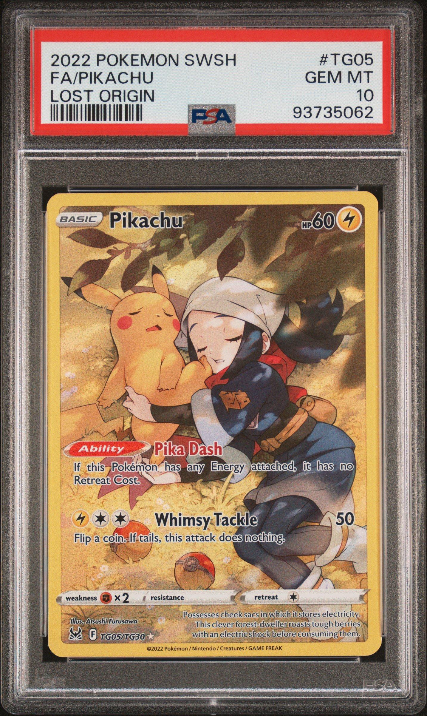 2022 Pokemon Sword & Shield Lost Origin Tg05 Full Art/pikachu PSA