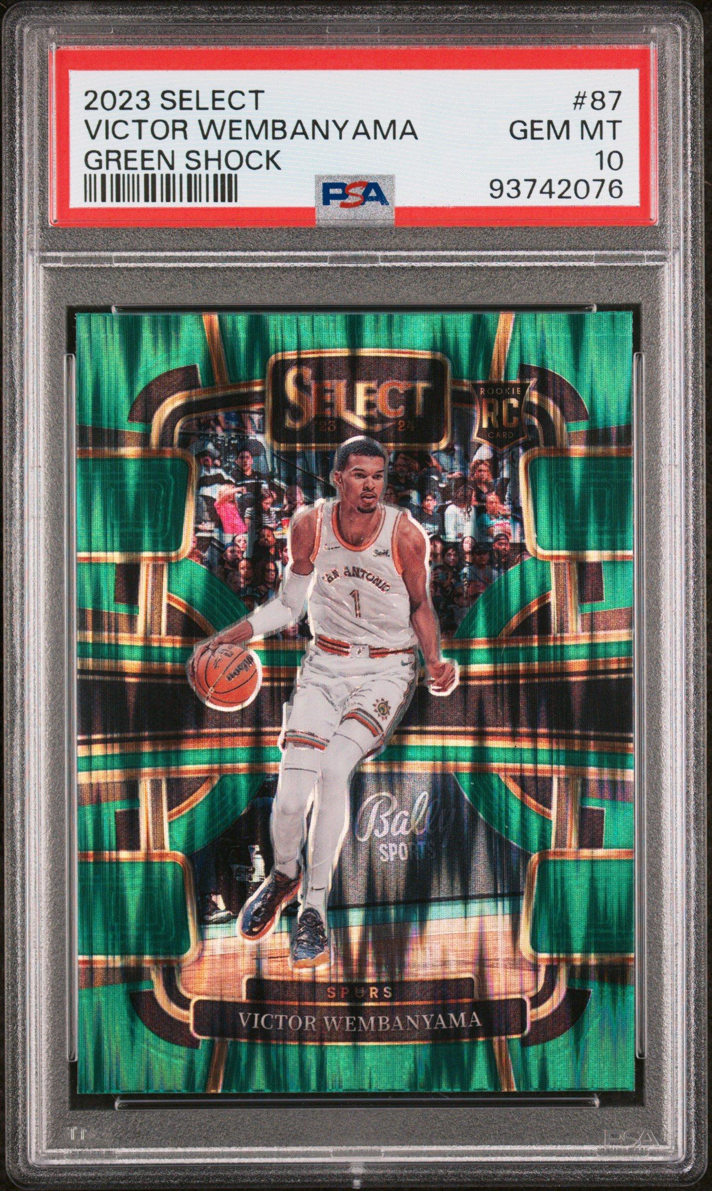 2023 Panini Select Victor Wembanyama Green Shock PSA 10