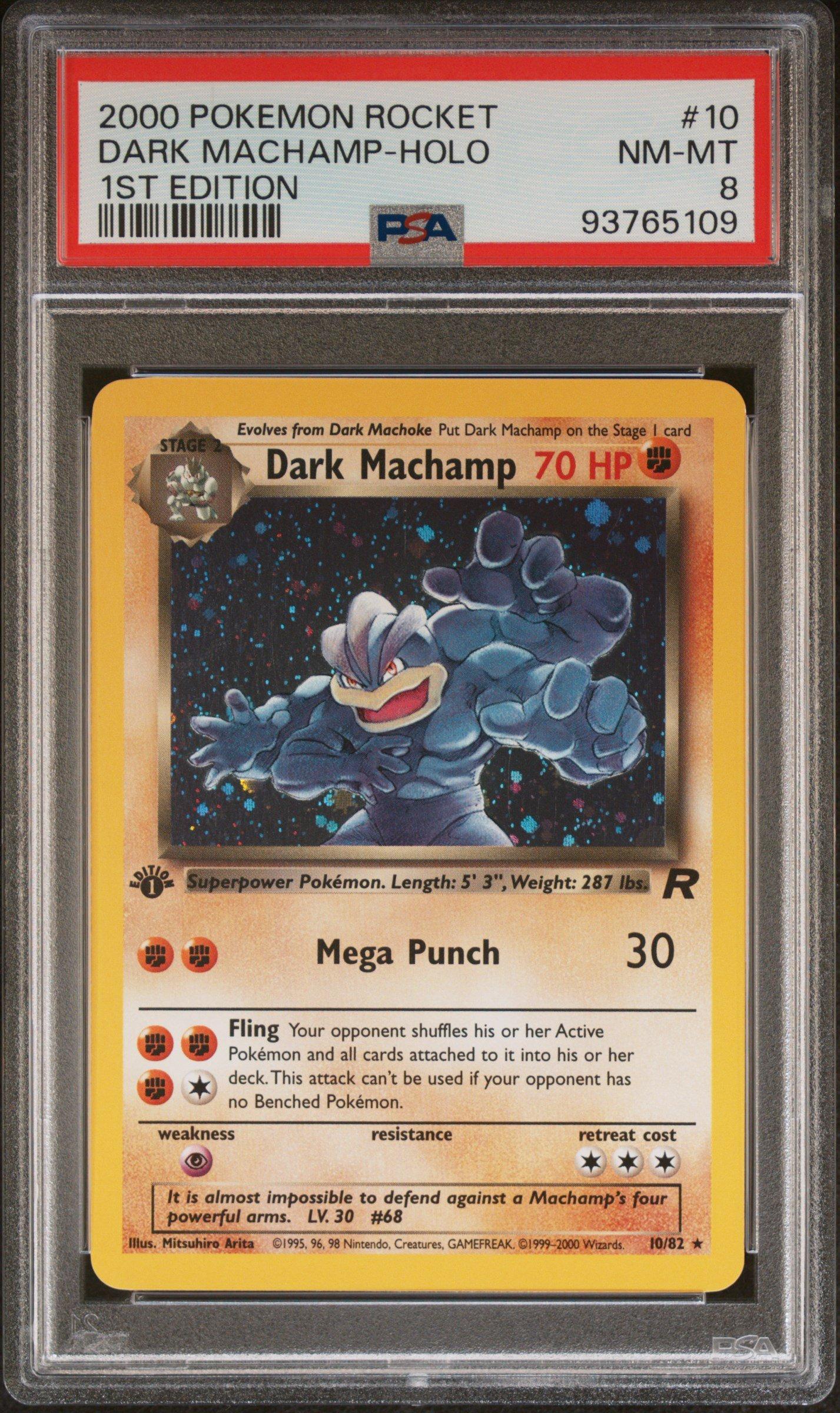 2000 Pokemon Rocket 10 Dark Machamp-holo 1st Edition PSA 8 Graded