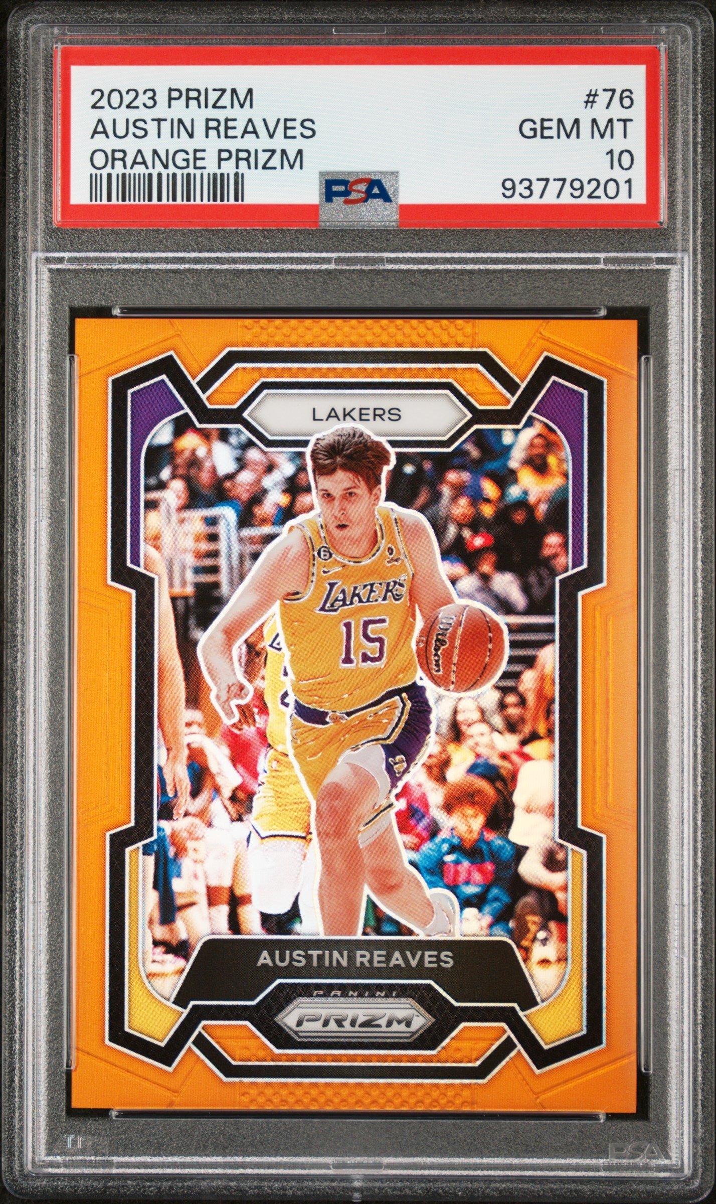 2023 Panini Prizm 76 Austin Reaves Orange Prizm PSA 10 Graded Card 