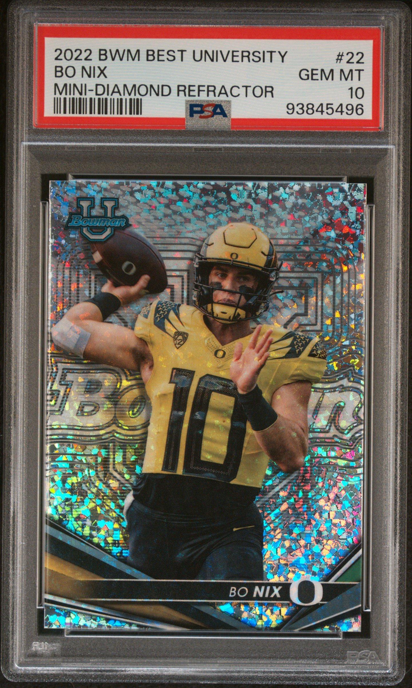 2022 Bowman's Best University 22 Bo Nix Mini-diamond Refractor PSA 10