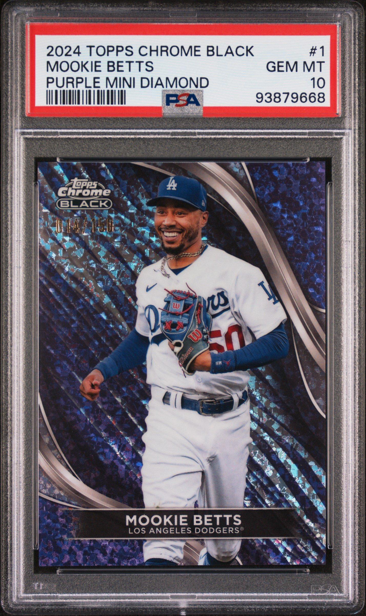 2024 Topps Chrome Black 1 Mookie Betts Purple Mini Diamond