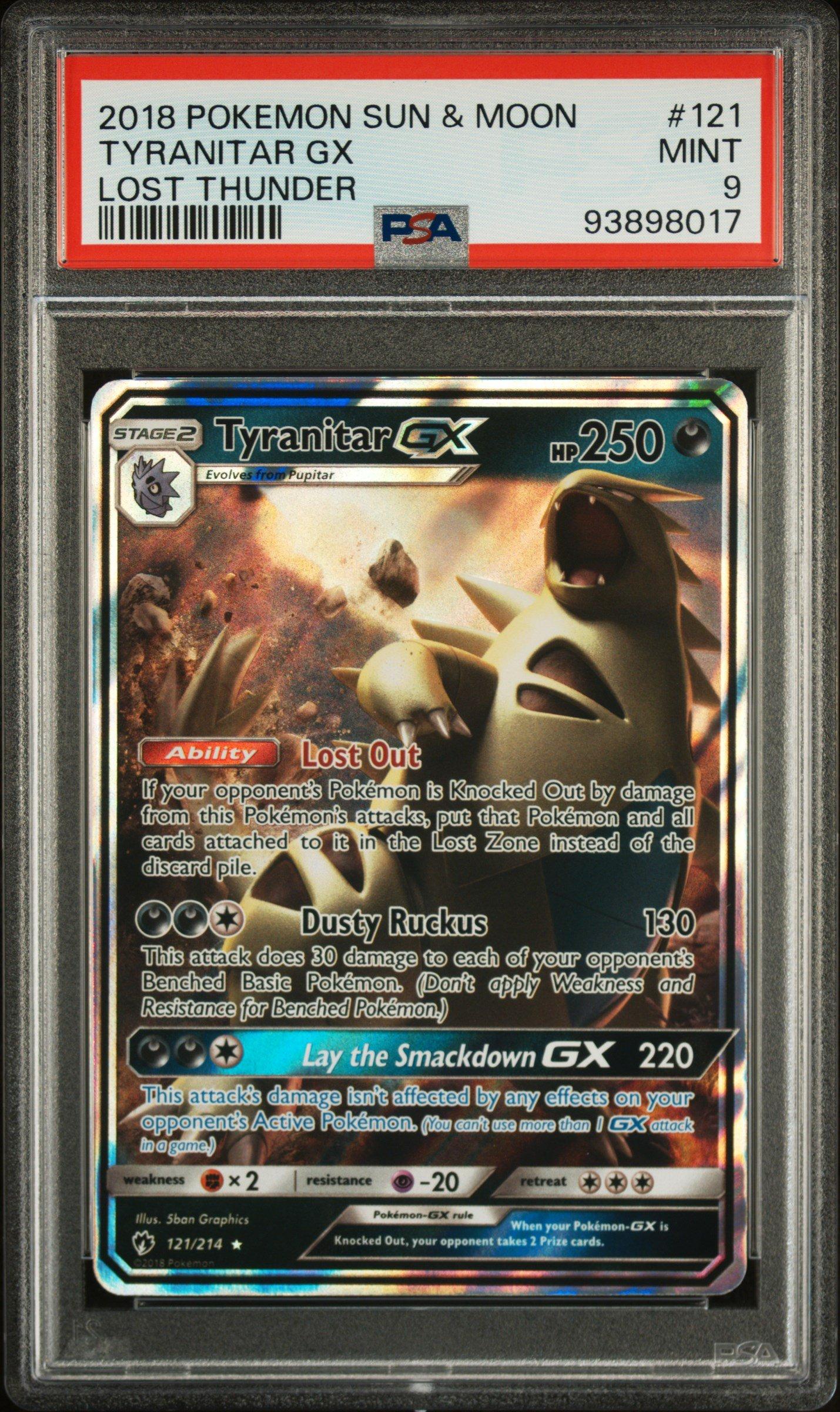 2018 Pokemon Sun & Moon Lost Thunder 121 Tyranitar Gx PSA 9 Graded