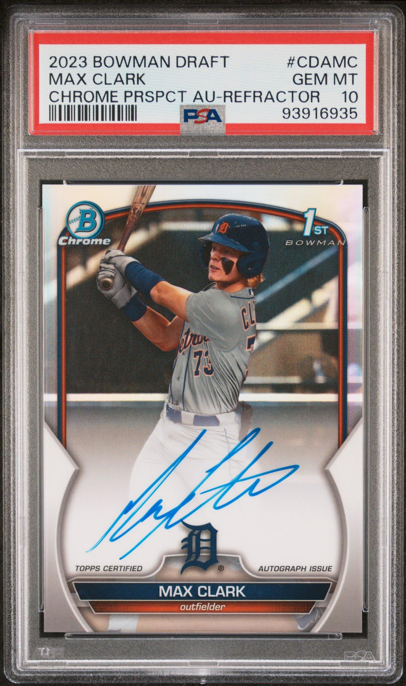 2023 Bowman Draft Chrome Prospect Autograph Cdamc Max Clark Refractor PSA 10