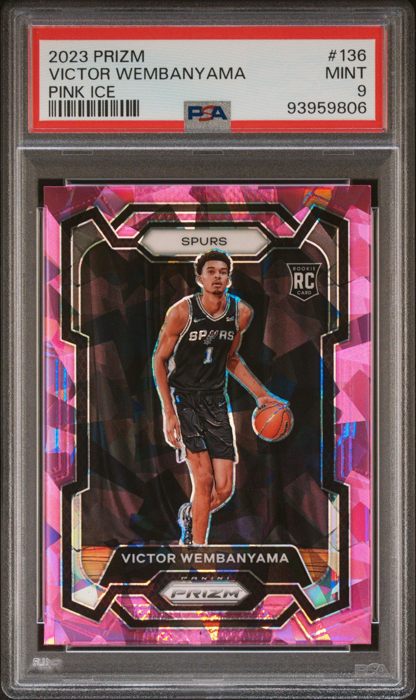 2023 Panini Prizm 136 Victor Wembanyama Pink Ice PSA 9 Graded Card 
