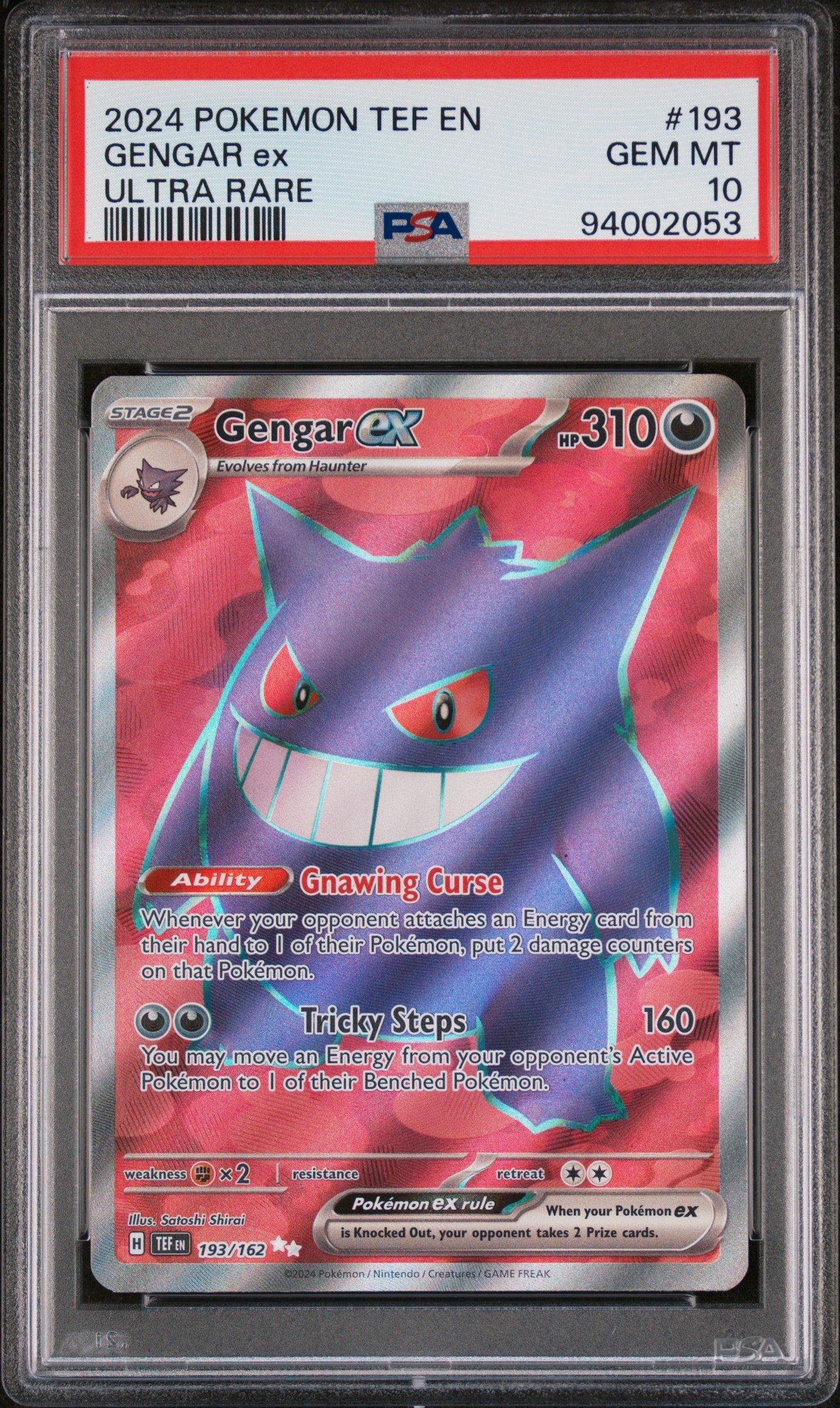 2024 Pokemon Tef En-temporal Forces 193 Gengar Ex Ultra Rare PSA