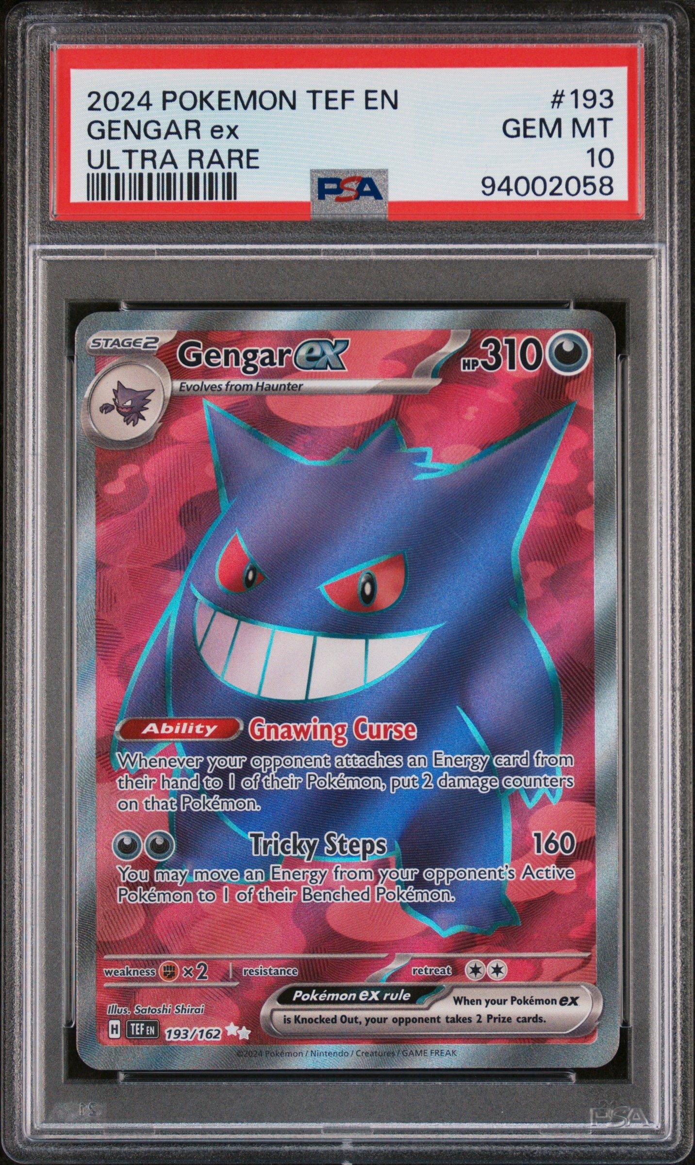 2024 Pokemon Tef En-temporal Forces 193 Gengar Ex Ultra Rare PSA